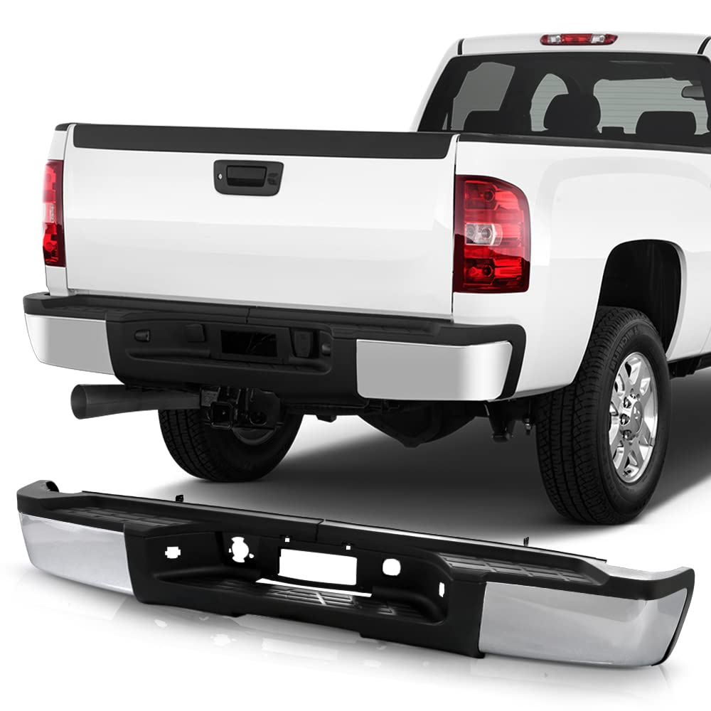ACANII Rear Step Bumper Assembly for 2007-2010 Chevy Silverado 2500/3500 HD & GMC Sierra 2500/3500 HD (Non-Sensor Hole Version) - Durable Truck Accessory for Hauling, Towing & Off-Road Adventures
