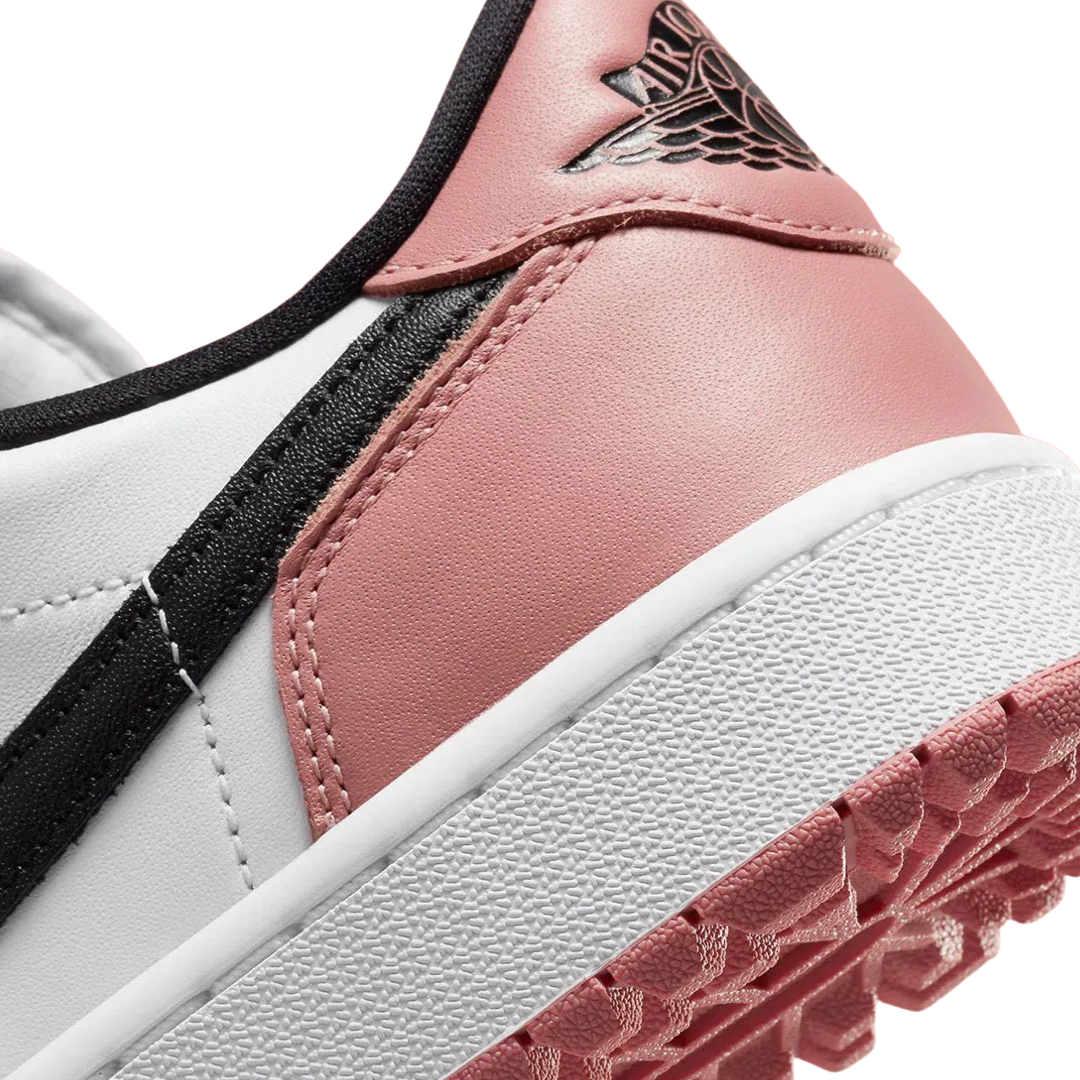 Air Jordan 1 Retro Low Golf Shoes - Rust Pink, White & Black - Men's Athletic Sneakers for Golf & Casual Wear