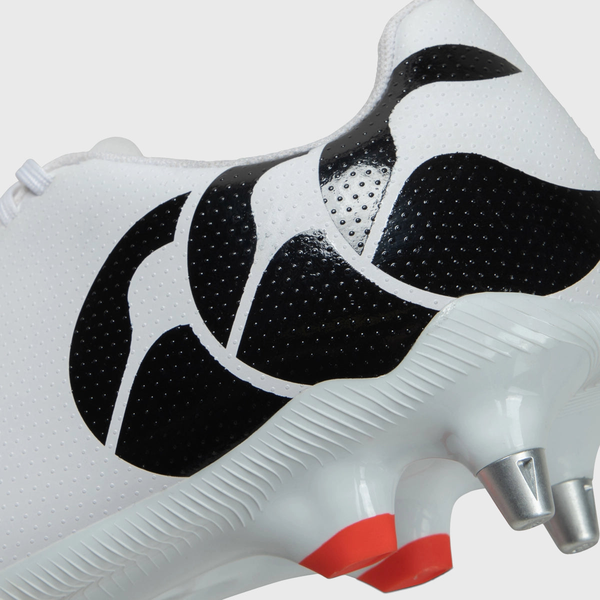 Canterbury Speed Raze SG Rugby Boots for Men - White/Black Cleats - Firm Ground Soccer Football Shoes for Rugby Matches & Training