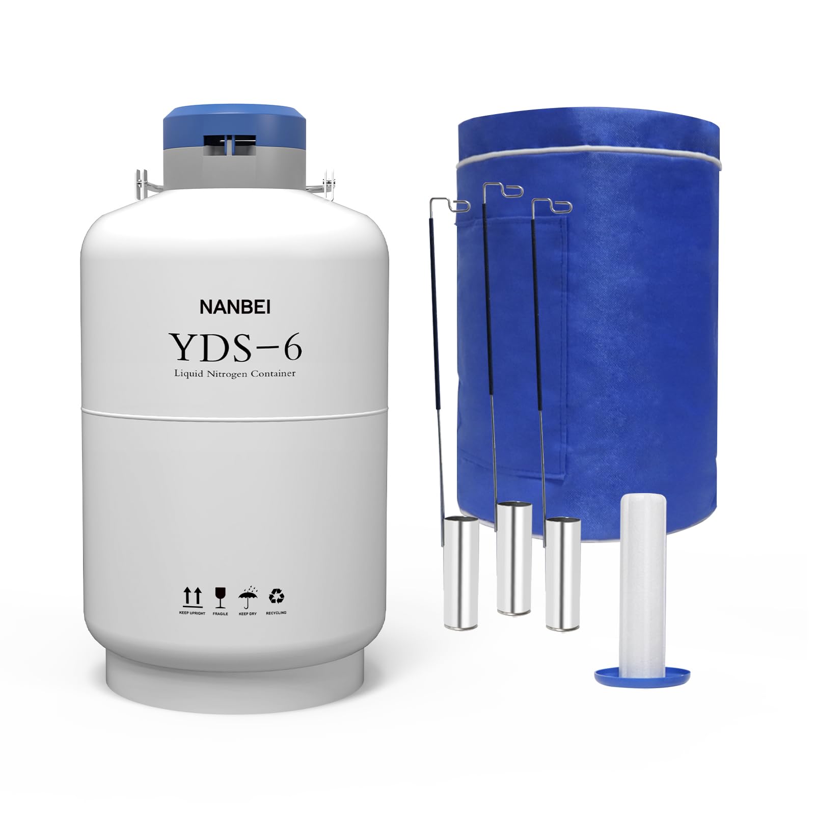 6L Aluminum Alloy Liquid Nitrogen Dewar Tank - Cryogenic Container for Semen Storage, Beauty Industry & Scientific Research | Portable with Straps for Lab, Clinic & Medical Use