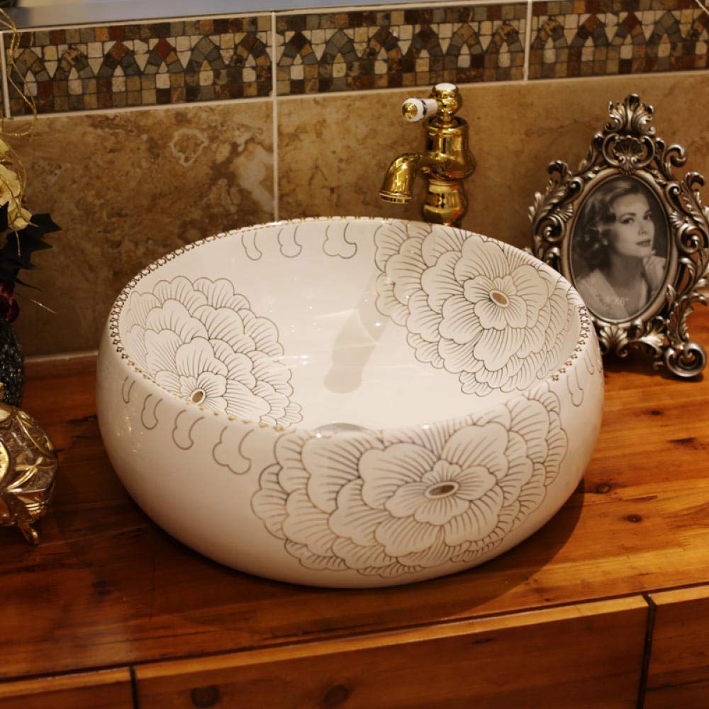LEFEDA Retro Style Ceramic Vessel Sink - Modern Above Counter Bathroom Basin for Vanity, Powder Room & Washroom | Perfect for Contemporary Home Decor & Luxury Bathroom Renovations