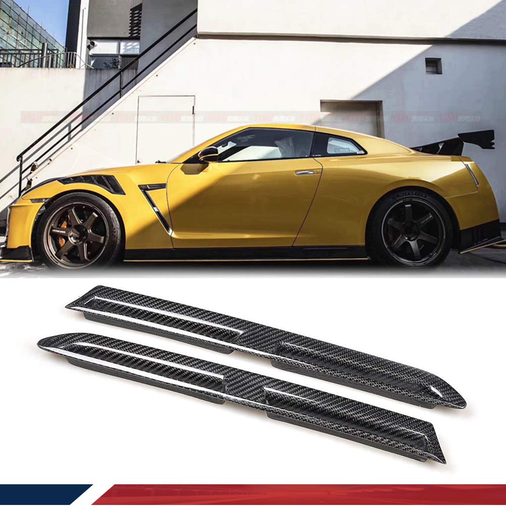 Carbon Fiber Fender Vents Air Scoops Trim for Nissan GTR Base Coupe 2008-2016 - Lightweight Performance Upgrade for Enhanced Aerodynamics & Style - Perfect for Racing, Car Shows & Street Performance
