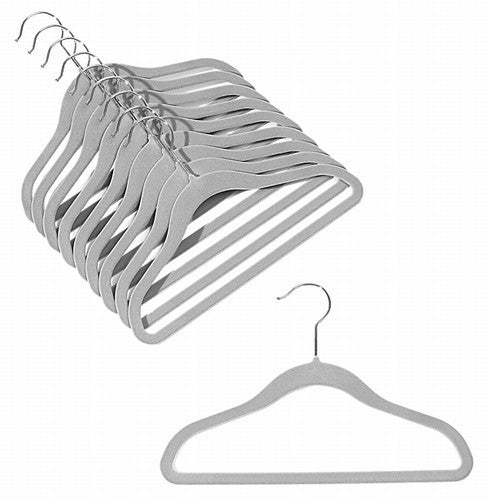 Premium Kids Slim Line Platinum Hangers - Space Saving Closet Organizers for Children's Clothes & Wardrobe Storage (Set of 10) - Perfect for Nursery, Bedroom, and Travel Packing