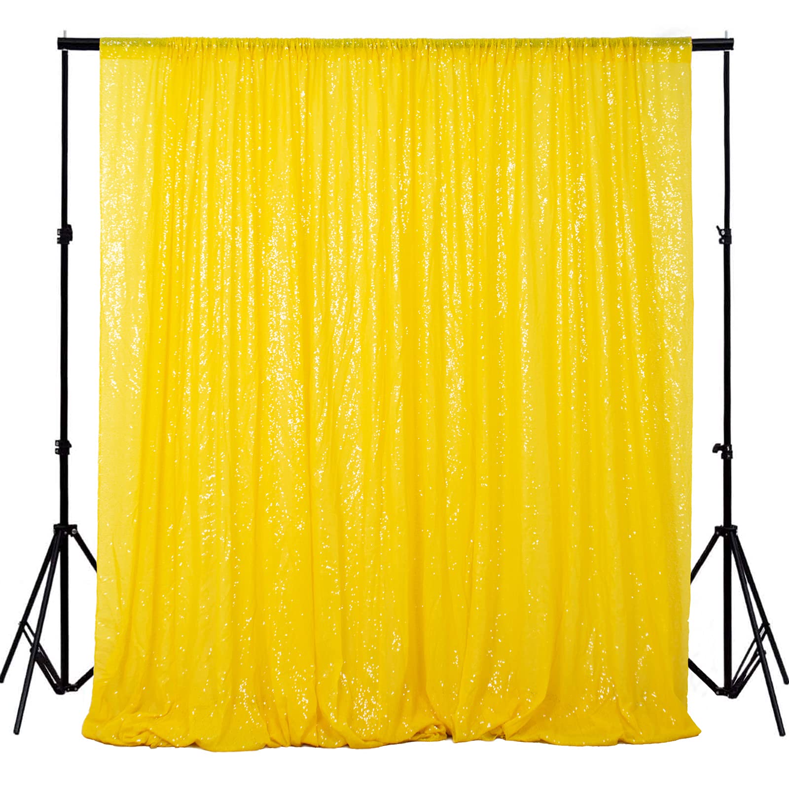 4FTx6FT Yellow Sequin Backdrop for Photo Booth, Wedding, Party & Event Decor | Sparkling Background for Birthday Celebrations, Bridal Showers & Social Media Photos