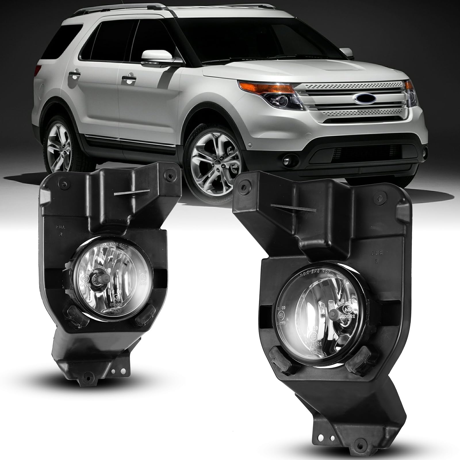 2011-2015 Ford Explorer Fog Lights Replacement Kit - 1 Pair Clear Lens LED Driving Spot Lights for Enhanced Visibility in Rain & Fog | Perfect for Off-Roading & Night Driving
