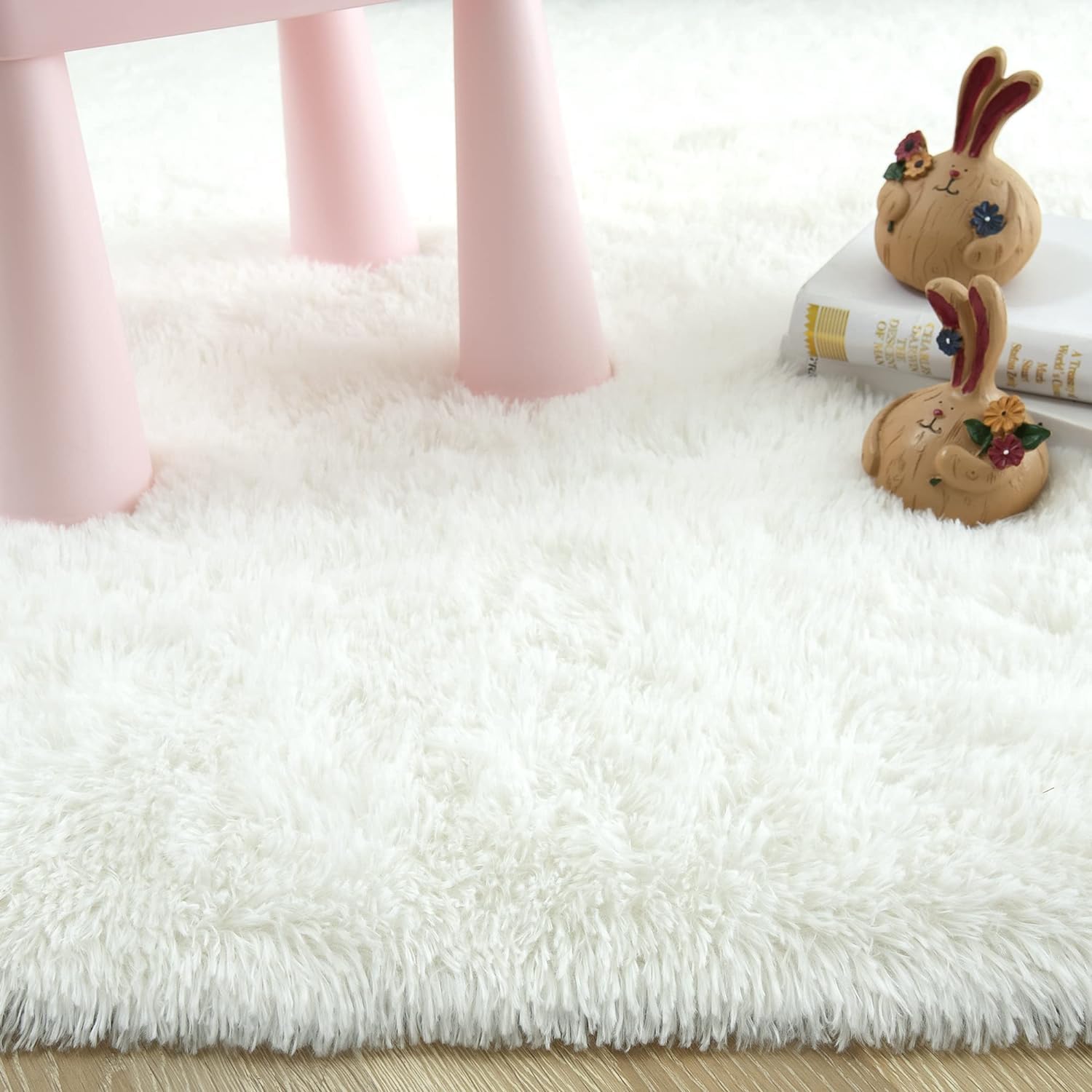 Fluffy Cream White 5x8 Shaggy Area Rug - Ultra Soft Plush Living Room Carpet, Large Fuzzy Bedroom Rug, Cozy Dorm Floor Mat, Kids Room Decor - Perfect for Cozy Home, Apartment & Nursery Aesthetic