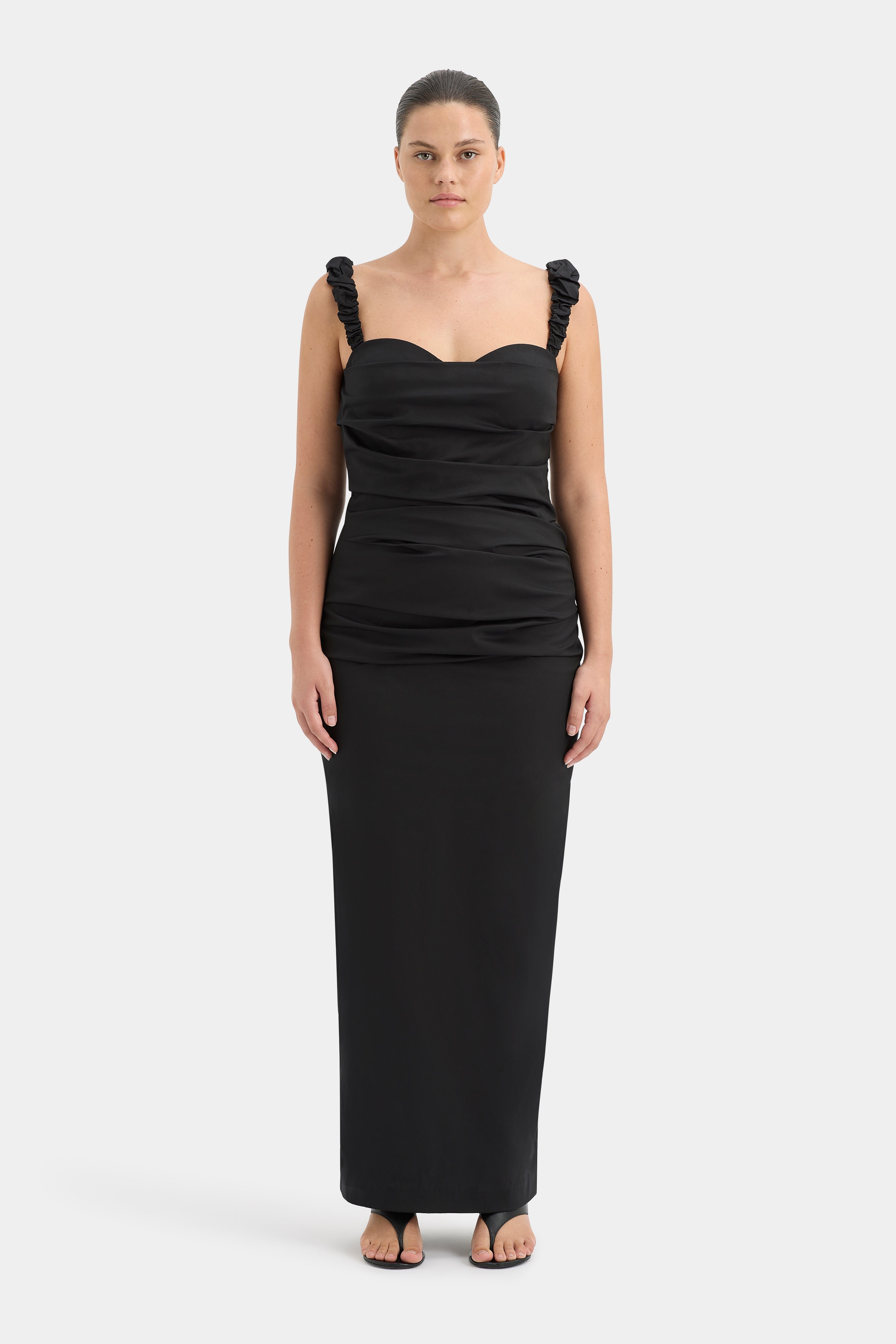 Elegant Azul Balconette Gown - Flattering Deep V-Neck Formal Dress for Women | Perfect for Evening Gala, Prom Night & Special Occasions