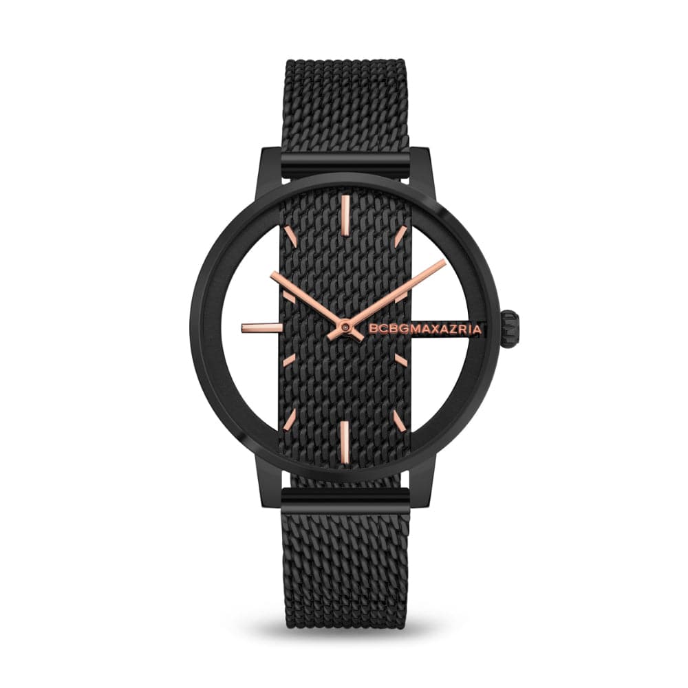 BCBGMAXAZRIA BAWLG2132901 Black Mesh Strap Women's Watch - Elegant & Stylish Timepiece for Everyday Wear, Office & Special Occasions