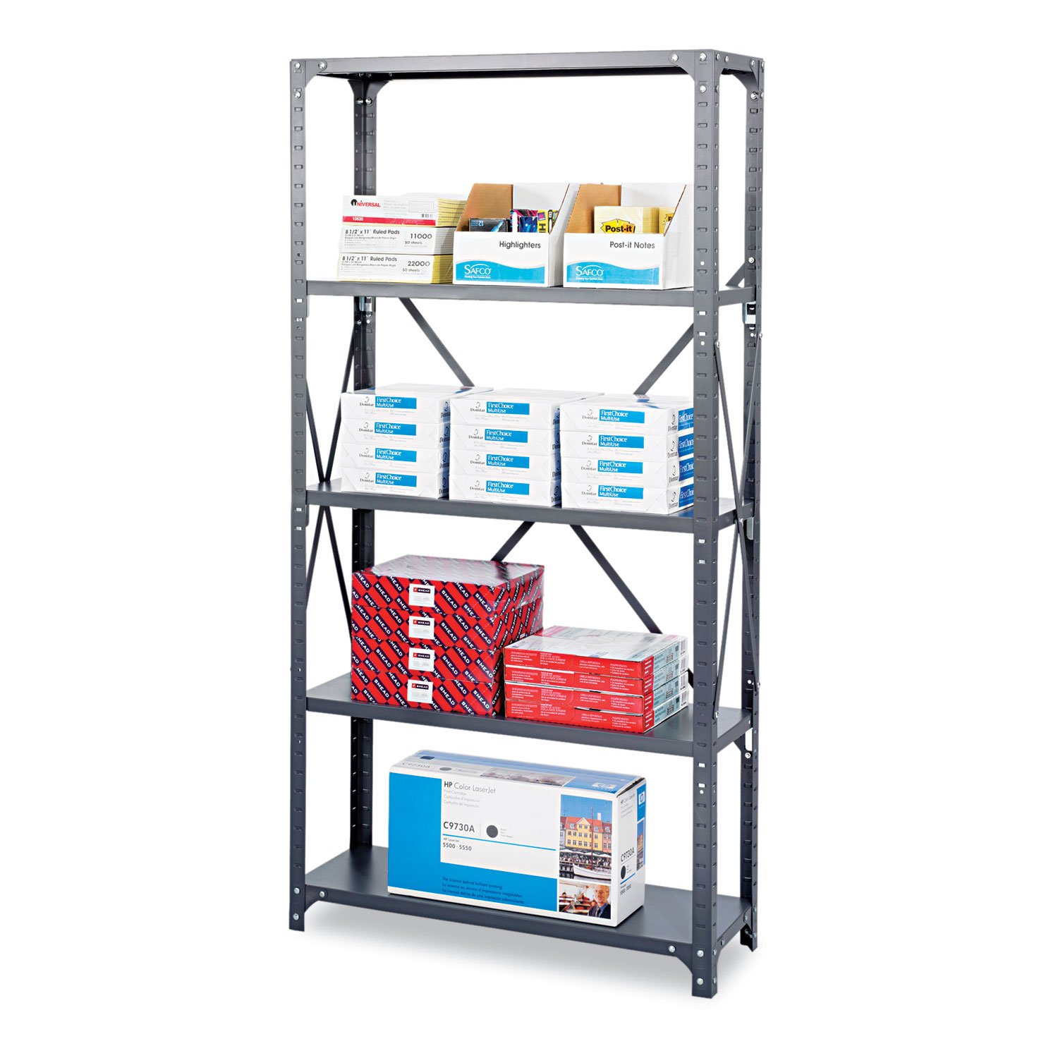 SAF6269 United Stationers Steel Shelving Unit - 6 Shelves, 36