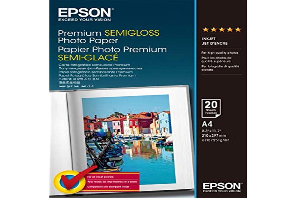 Epson Premium Semigloss Photo Paper A4 Size - 200 Sheets for Inkjet Printers | High-Quality Photo Printing, Scrapbooking & Professional Presentations