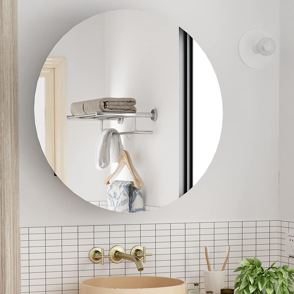 Wall-Mounted Round Bathroom Storage Cabinet with Mirror - Space Saving Vanity Organizer for Makeup & Cosmetics - Perfect for Bedroom, Bathroom & Dressing Room Organization