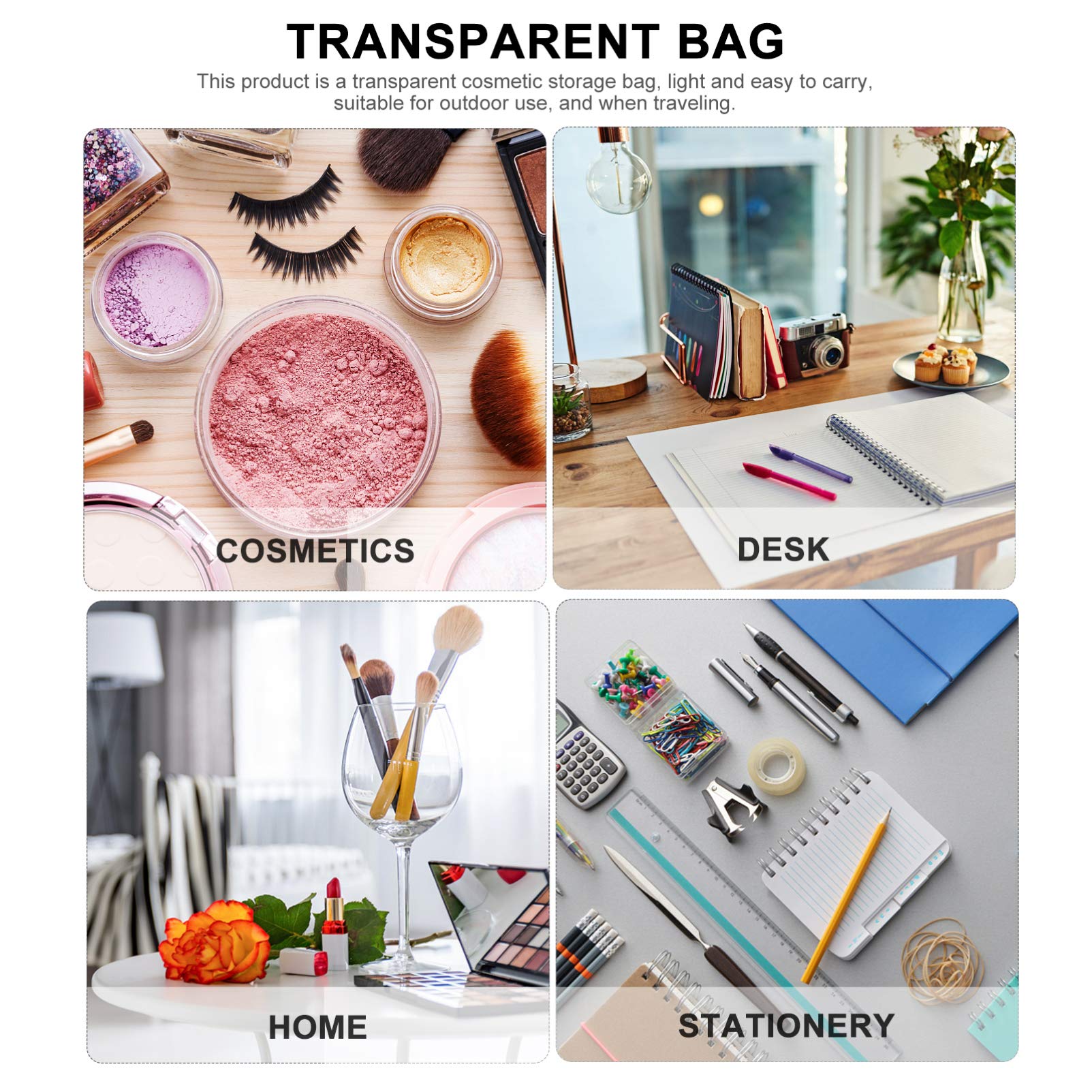 EXCLUZO 6-Piece Waterproof Makeup Bags Set - Clear Transparent Cosmetic Organizer for Travel, Toiletry Storage & Washable Makeup Pouches - Perfect for Bathroom, Gym, Beach & Daily Organization