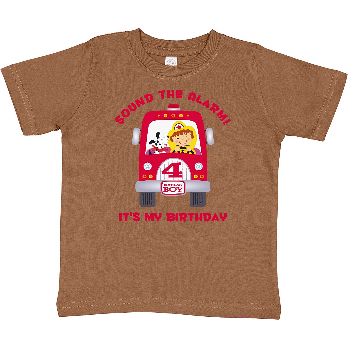 inktastic Fire Truck 4th Birthday Boy Toddler T-Shirt - Fun Party Outfit for Kids Birthday Celebration