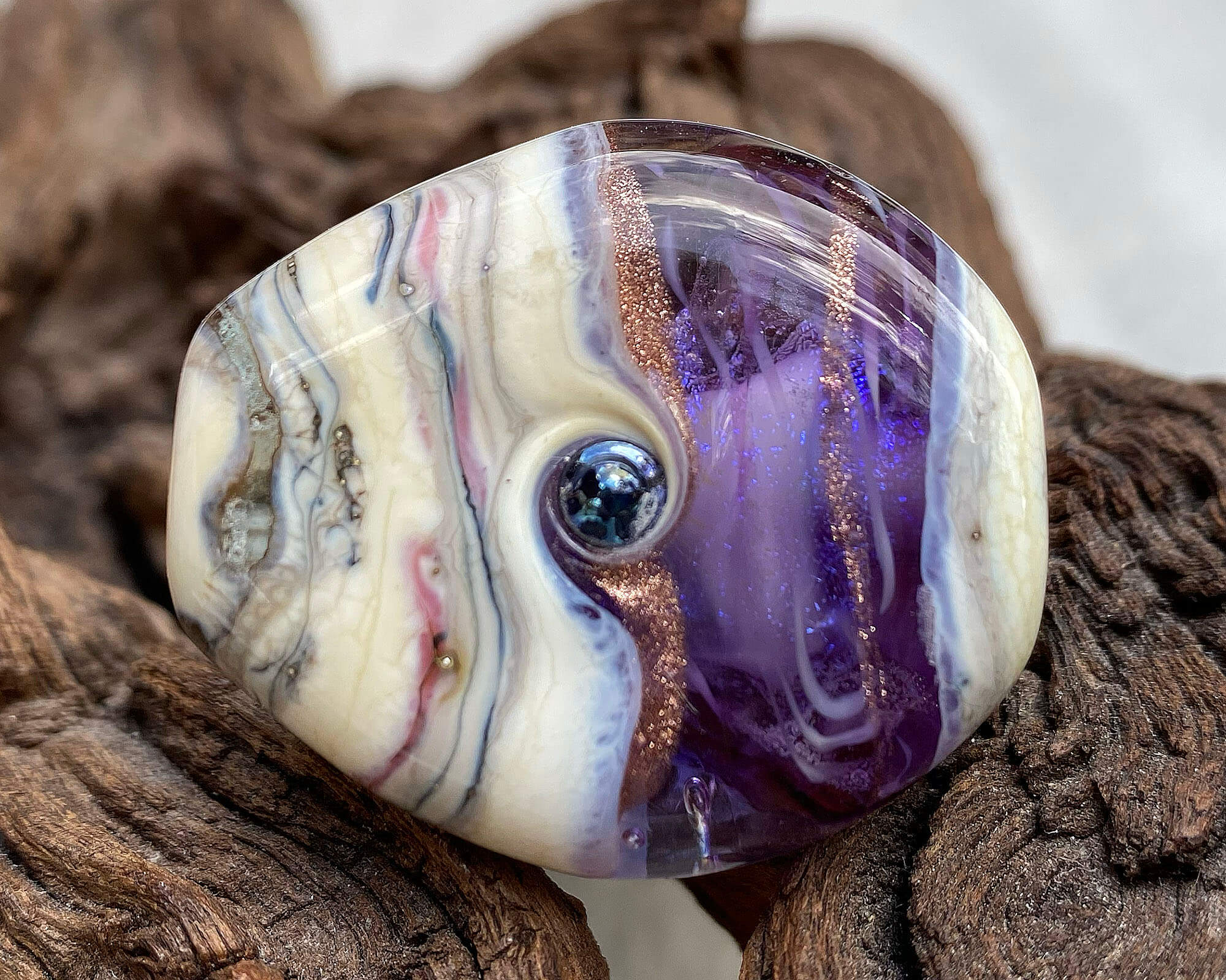 Purple Dichroic Organic Lampwork Focal Bead SRA - Handmade Glass Bead for Jewelry Making, DIY Crafts & Beading Projects - Perfect for Necklaces, Bracelets & Earrings