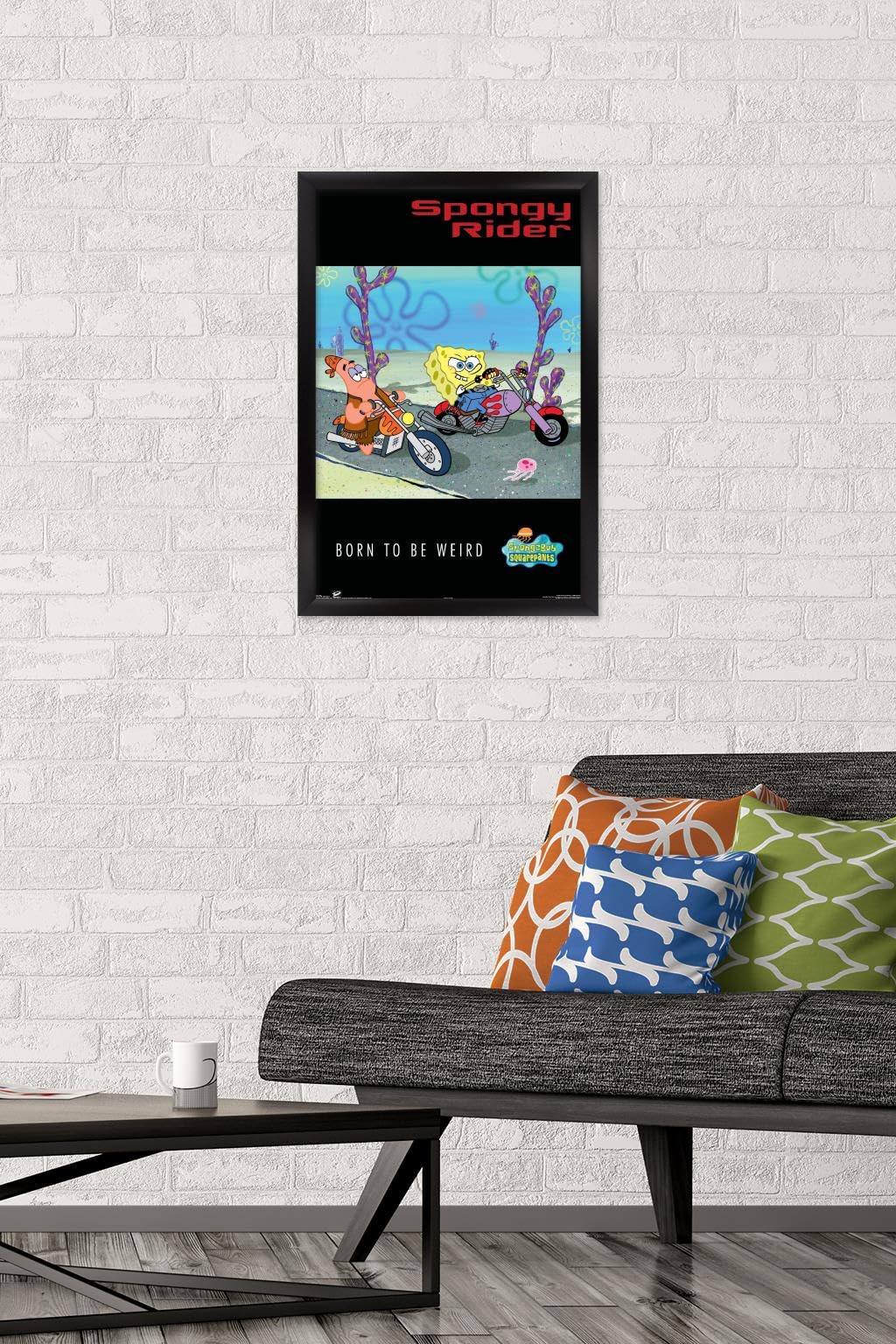 Trends International Nickelodeon SpongeBob SquarePants Biker Wall Poster - 14.725 x 22.375 Inches, Black Framed Art Print - Perfect for Kids' Room Decor, Teen Bedroom & Cartoon Lovers' Gift