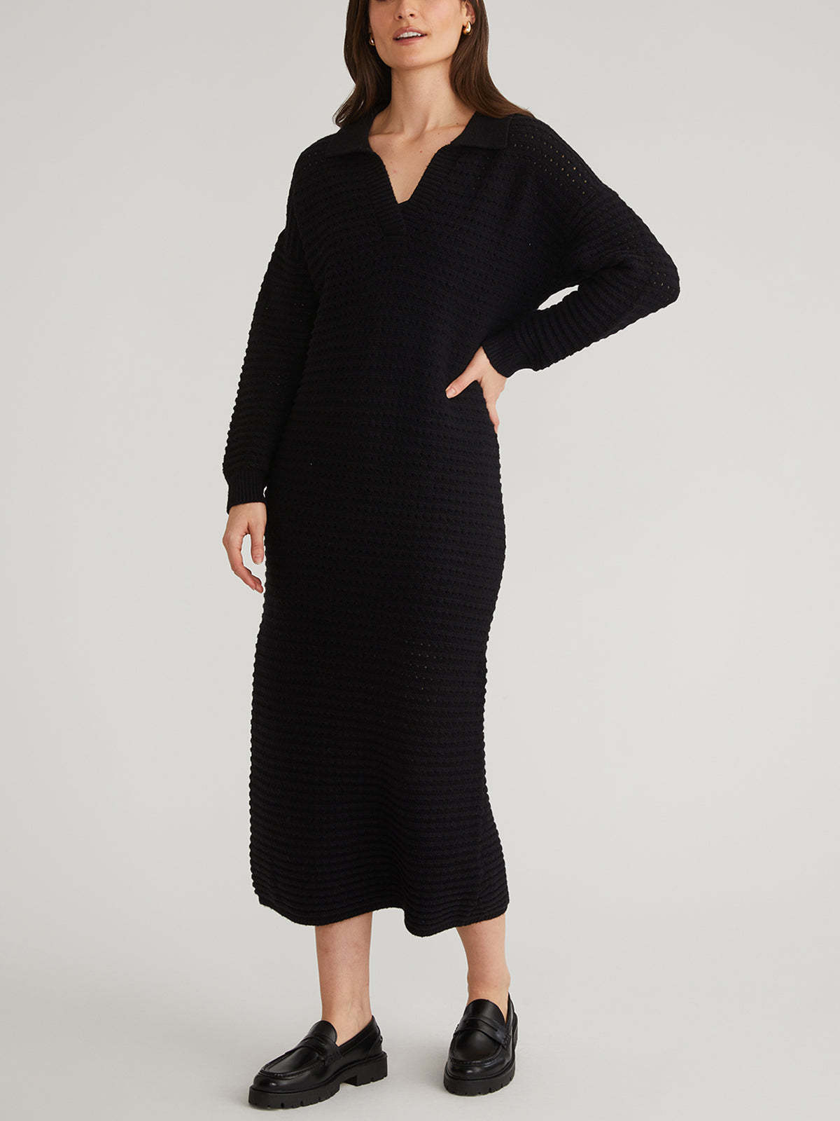 Raya Women's Pointelle Knit Polo Dress - Casual Summer Short Sleeve T-Shirt Dress for Outing, Beach, and Daily Wear