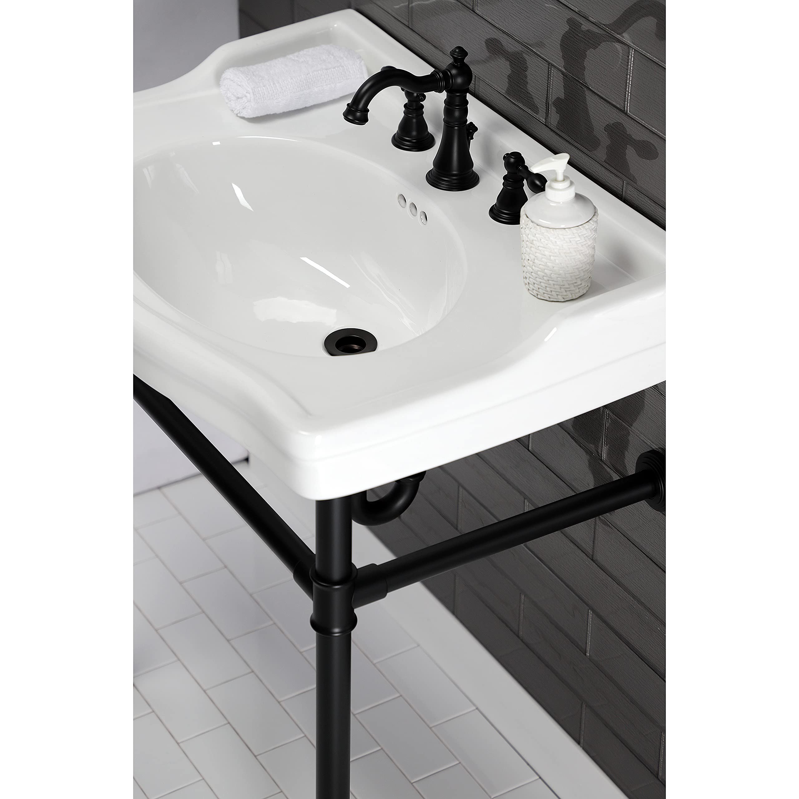 Kingston Brass VPB33080 Imperial Stainless Steel Console Sink Legs in Matte Black - Perfect for Bathroom Vanity, Farmhouse Sink, and Modern Kitchen Decor