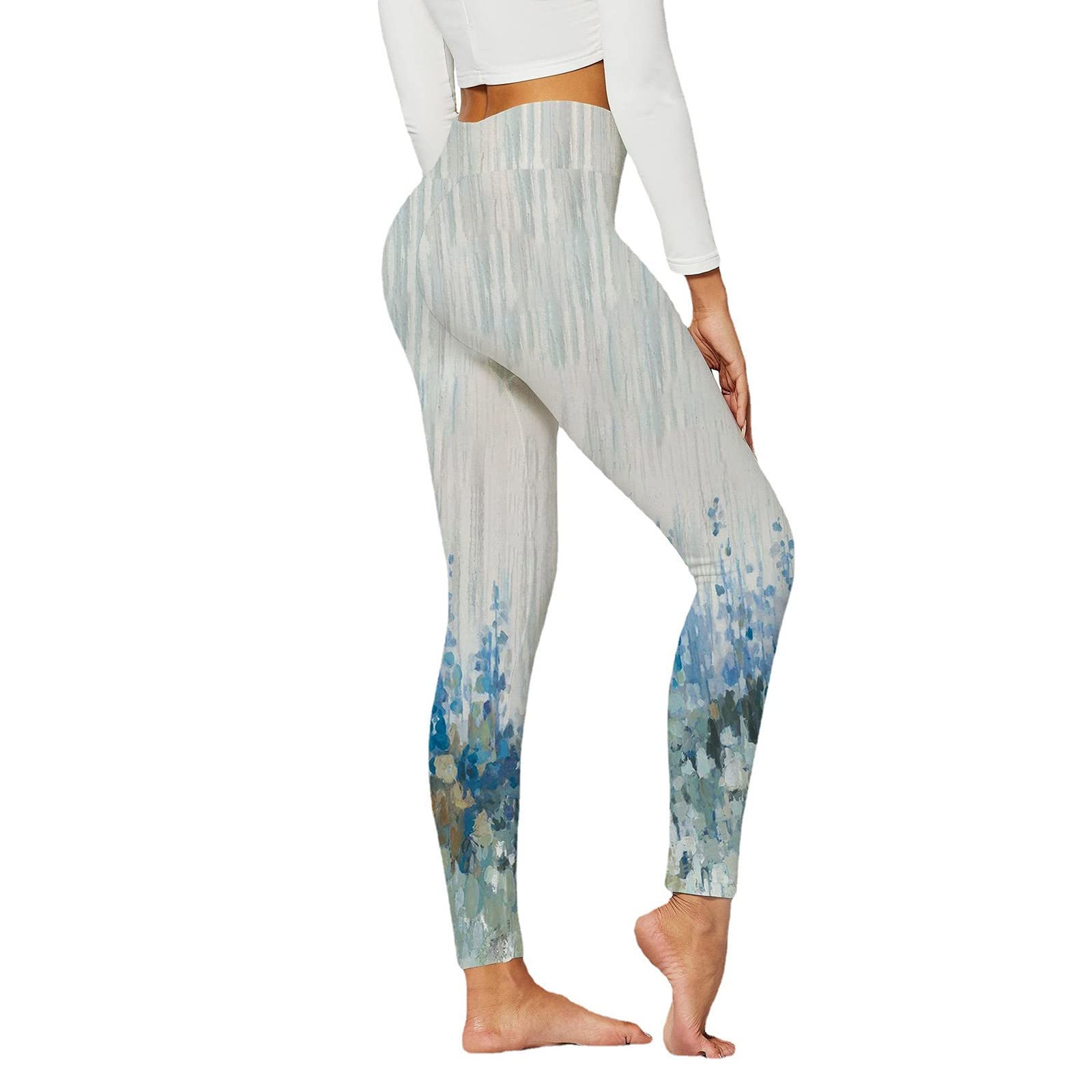 Women's High Waist Yoga Pants - Floral Print Workout Leggings with Stretch for Running, Gym & Training - Comfortable Fitness Tights for Women