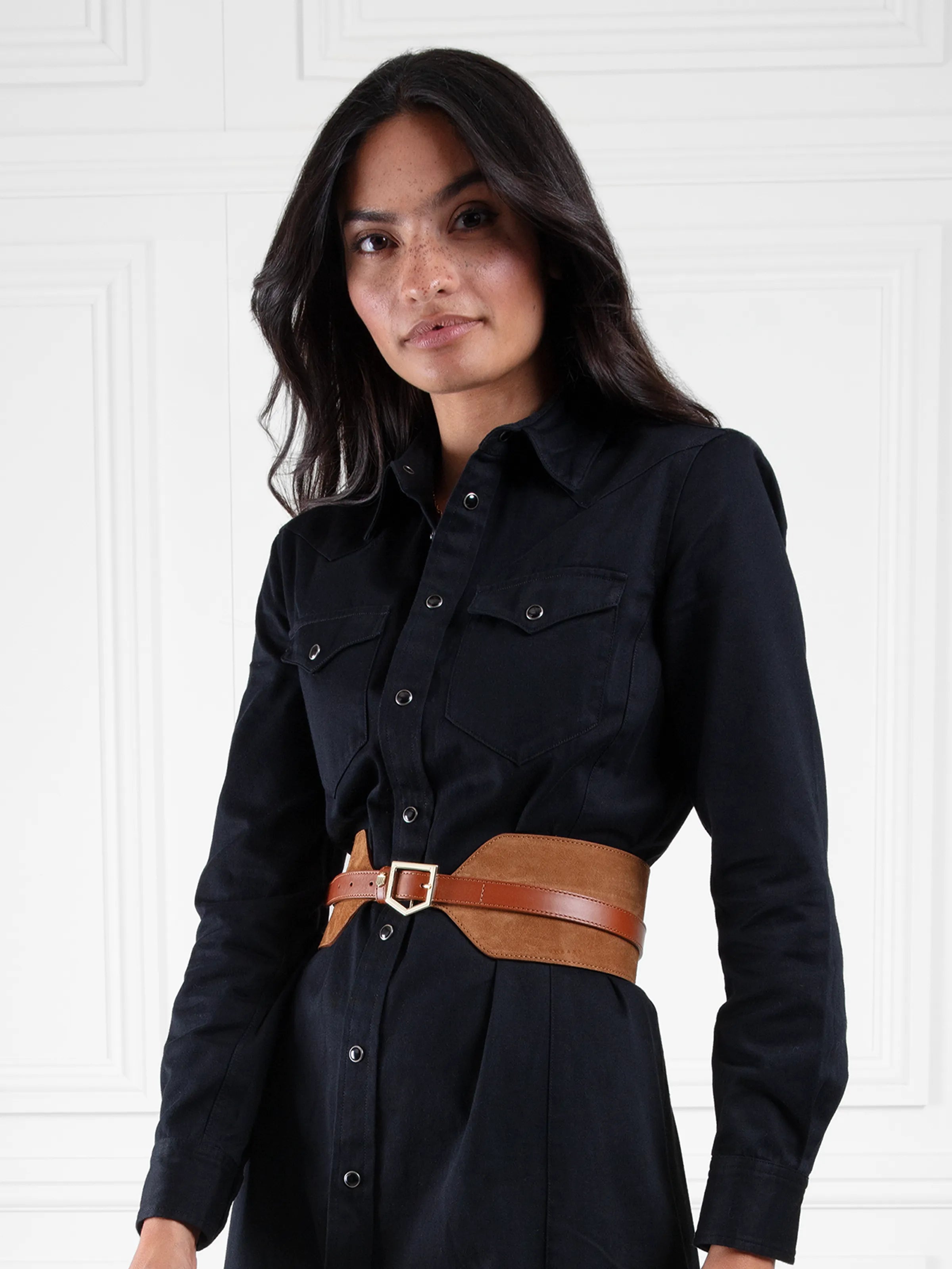 Sennowe Genuine Leather Waist Belt for Women - Tan Suede Strap with Adjustable Buckle - Perfect for Casual Outfits, Office Wear, and Travel Accessories