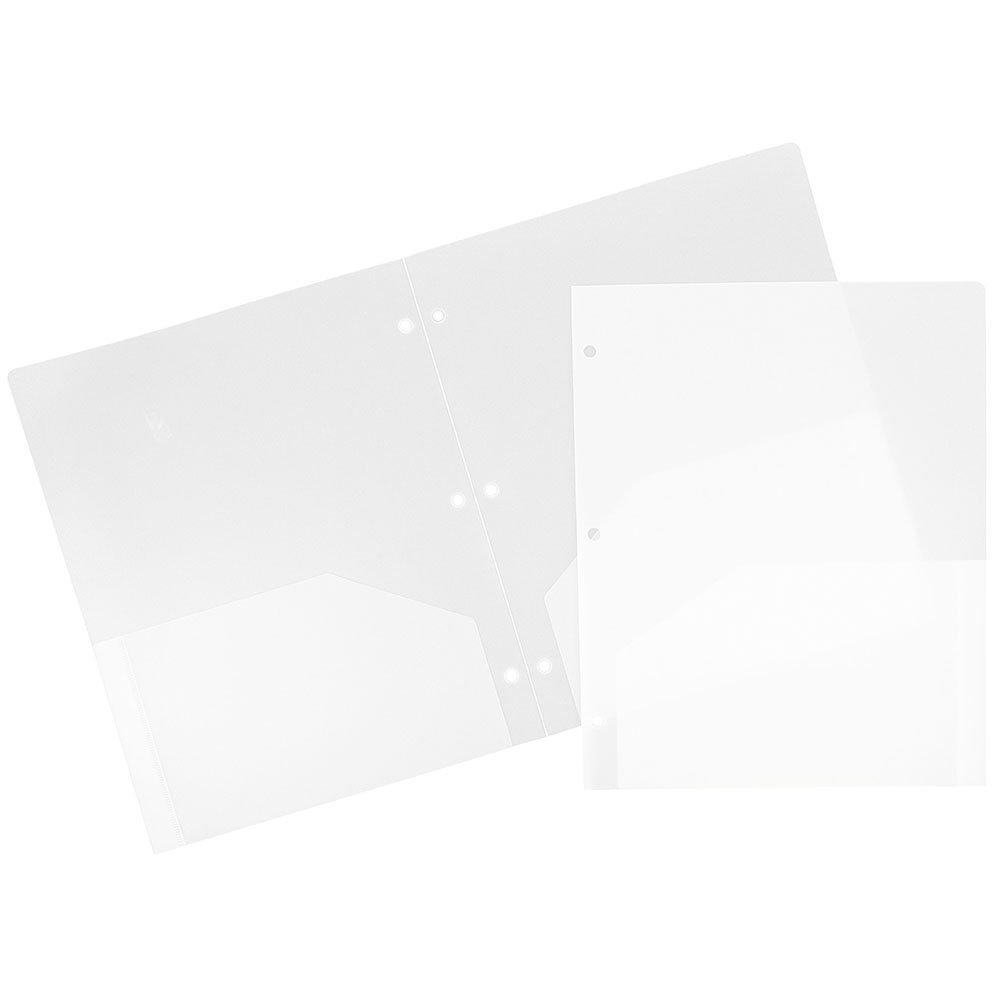 JAM Paper Heavy Duty 3-Hole Punch Plastic Presentation Folders - Clear 2-Pocket School Folders (Pack of 108) for Classroom Organization, Office Documents & Student Projects