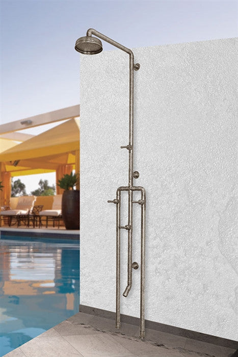 Premium Floor Mount Exposed Shower System with Rainfall Showerhead & Foot Sprayer - Luxury Spa Experience for Modern Bathrooms