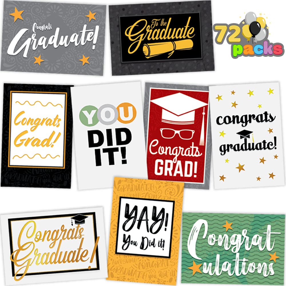 JOYIN 72 Pack Graduation Cards 2023 with Envelopes - Bulk Congratulations Greeting Cards for College & High School Graduation Gifts - Perfect for Graduation Party Favors, Thank You Cards & Commencement Celebrations