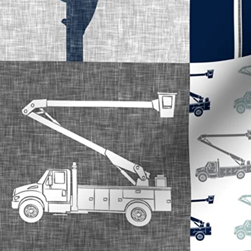 **Spoonflower Fabric - Lineman Patchwork Navy & Grey Arrows Cheater Quilt Bucket Truck Boy Printed on Minky Fabric by The Yard - Perfect for Sewing Baby Blankets, Quilt Backing, Plush Toys & DIY Home Decor**