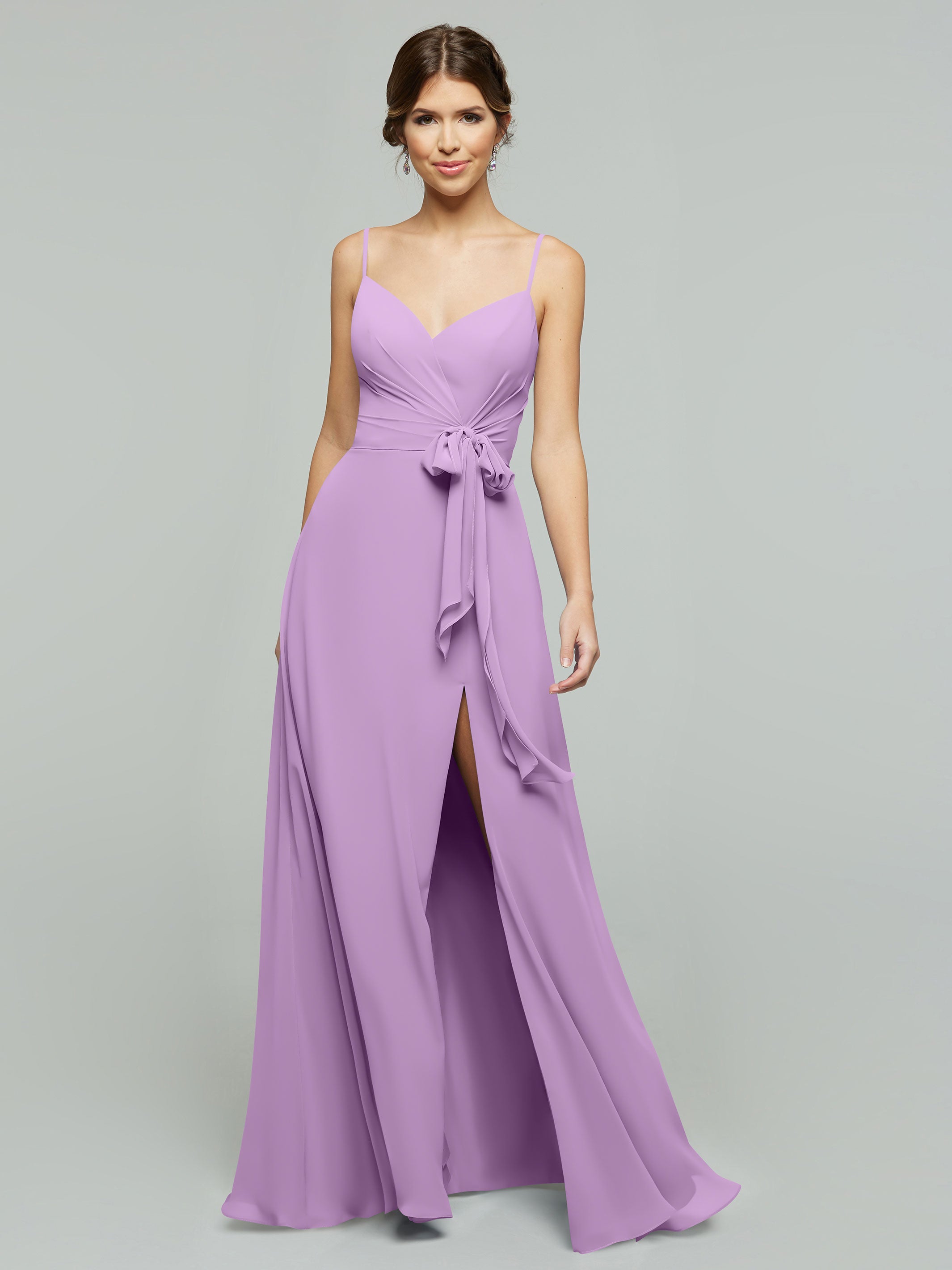 Elegant 80182 Chiffon A-Line Bridesmaid Dress with V-Neck & Spaghetti Straps - Perfect for Weddings, Prom, Formal Events & Special Occasions