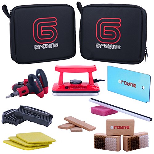 Grayne Deluxe Ski and Snowboard Tuning Kit with Waxing Iron - Professional Ski Wax Kit for Edge Sharpening & Base Repair - Perfect for Winter Sports Gear Maintenance at Home or Slopes