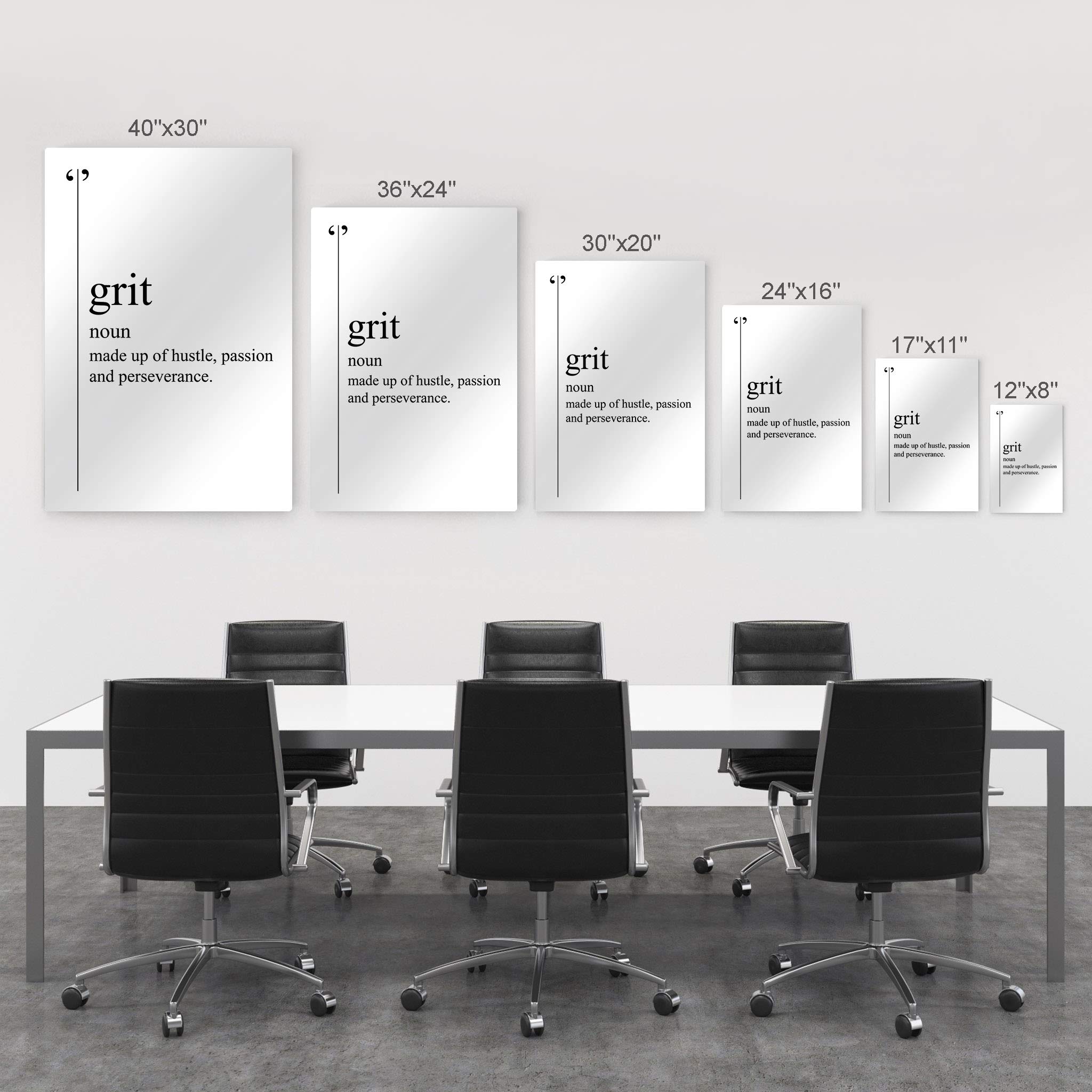 Grit Definition Black & White Dictionary Motivational Metal Wall Art - Inspirational Office & Living Room Decor - Entrepreneur Quote Print - Ready to Hang 36x24 - Perfect for Home Office, Study Room & Gift Giving