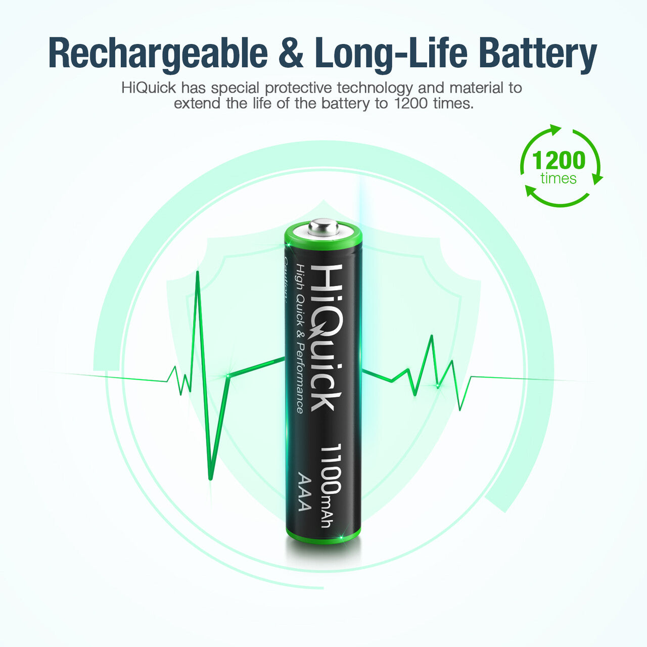 HiQuick AAA Rechargeable Batteries 1100mAh 1.2V - 8 Pack NiMH High Capacity Low Self Discharge Batteries for Flashlights, Toys, Remote Controls & Electronic Devices