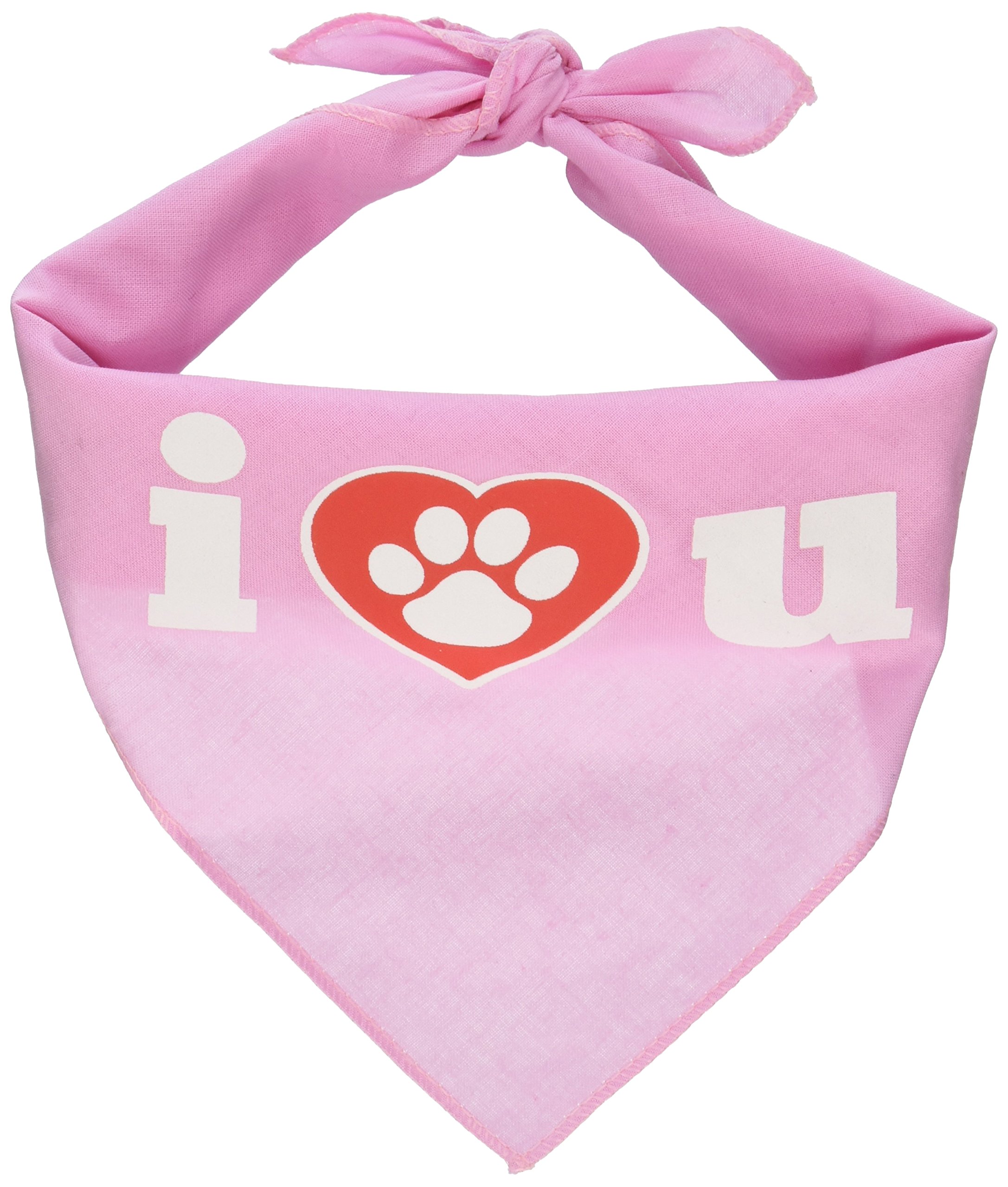 Screen Printed 'I Love You' Light Pink Small Dog Bandana for Pets - Perfect for Valentine's Day, Birthday Gifts & Daily Wear