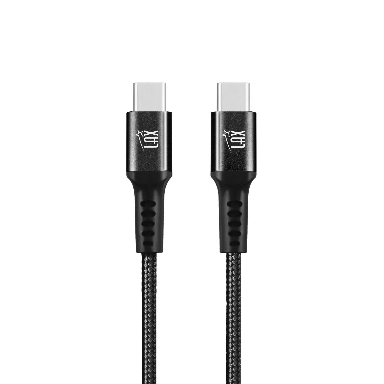 Premium Nylon Braided USB C to USB C Cable 6FT - Fast Charging & Data Sync Compatible with iPhone 15, Samsung Galaxy, MacBook, iPad Pro, Nintendo Switch & More - Durable Black USB-C Charger for Home, Office & Travel