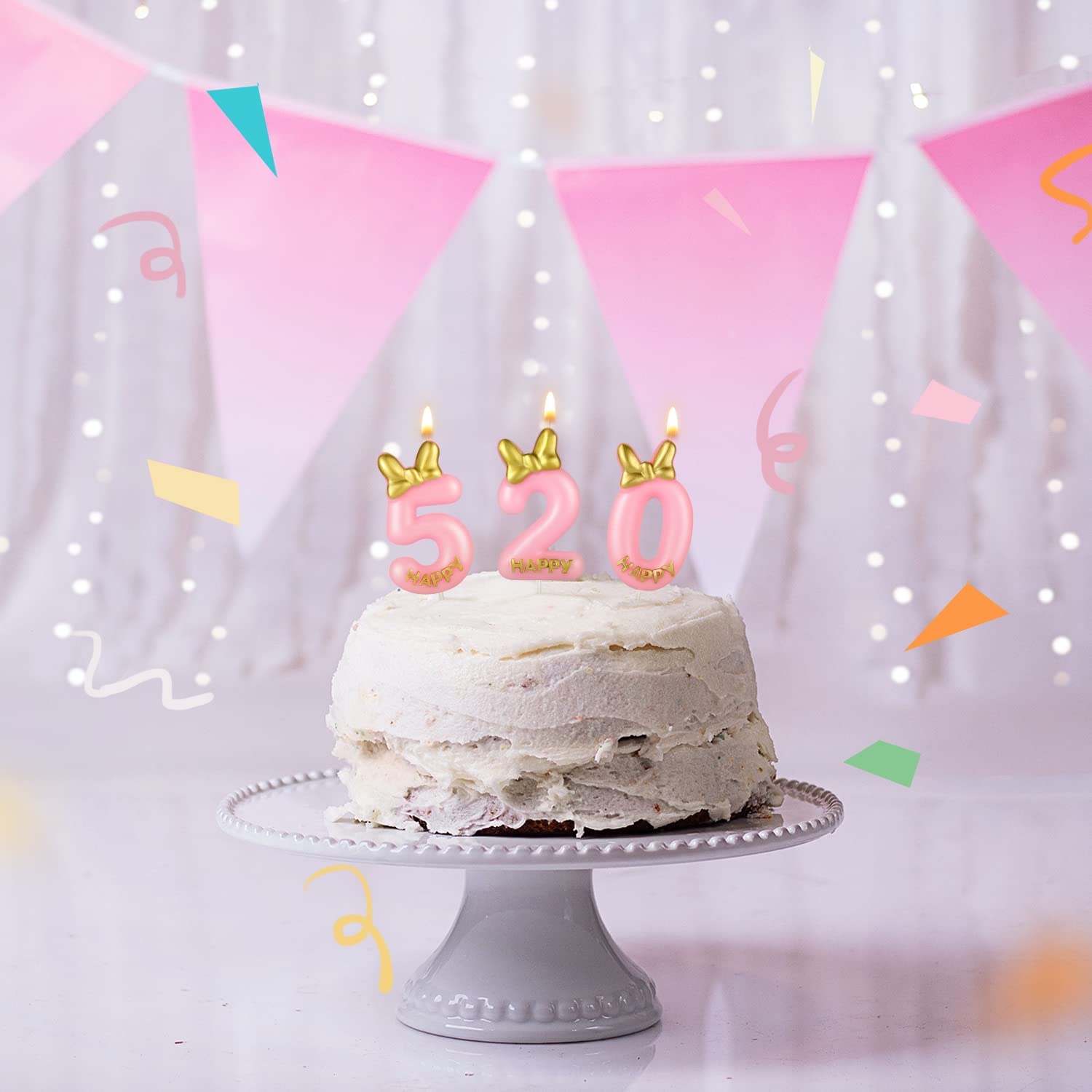 5.8cm (2.28in) Pink Birthday Cake Candles - Cute Bow Knot Number Candles for Girls Birthday & Anniversary Parties (Set of 2) | Perfect for Cake Toppers, Cupcake Decorations, and Celebration Centerpieces