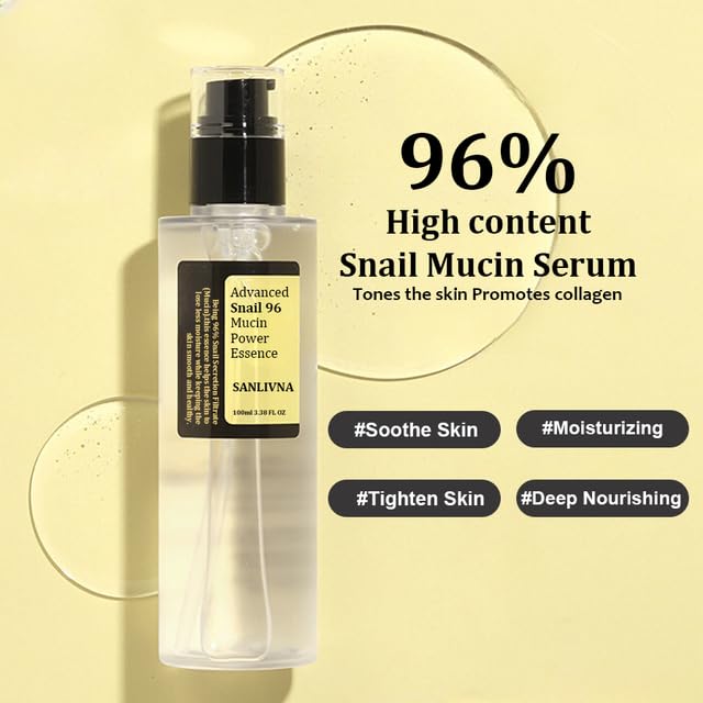 Advanced Snail 96% Mucin Power Essence - 3.38 fl oz / 100ml Anti-Aging Face Serum for Wrinkles & Fine Lines, Skin Firming & Tightening, Brightening Glow - Perfect for Night Routine & Daily Skincare Regimen