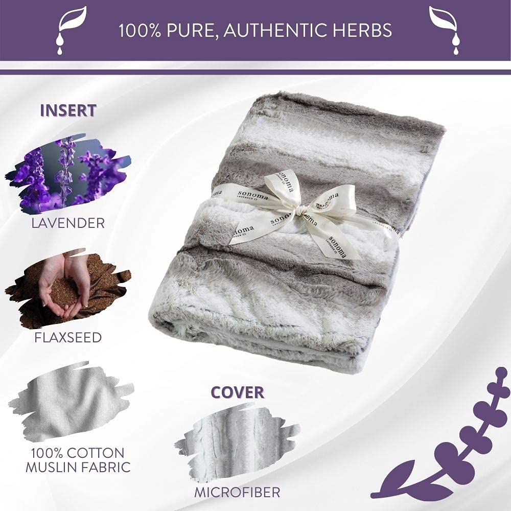 Sonoma Lavender Aromatherapy Spa Blanket - Microwaveable Hot/Cold Therapy with Lavender Flowers & Flaxseed - 44