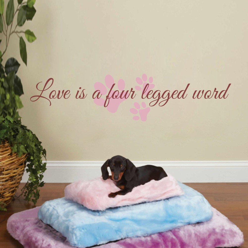 Love is a Four-Legged Word - Pet Wall Decals - Dog & Cat Vinyl Wall Art Decor - Large Removable Stickers for Nursery, Living Room, Bedroom - Perfect for Pet Lovers Home Decor
