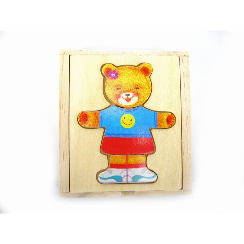Kaper Kidz Wooden Dressing Bear Puzzle Box - Montessori Learning Toy for Toddlers, Kids Educational Activity - Perfect for Preschool, Daycare & Home Playtime