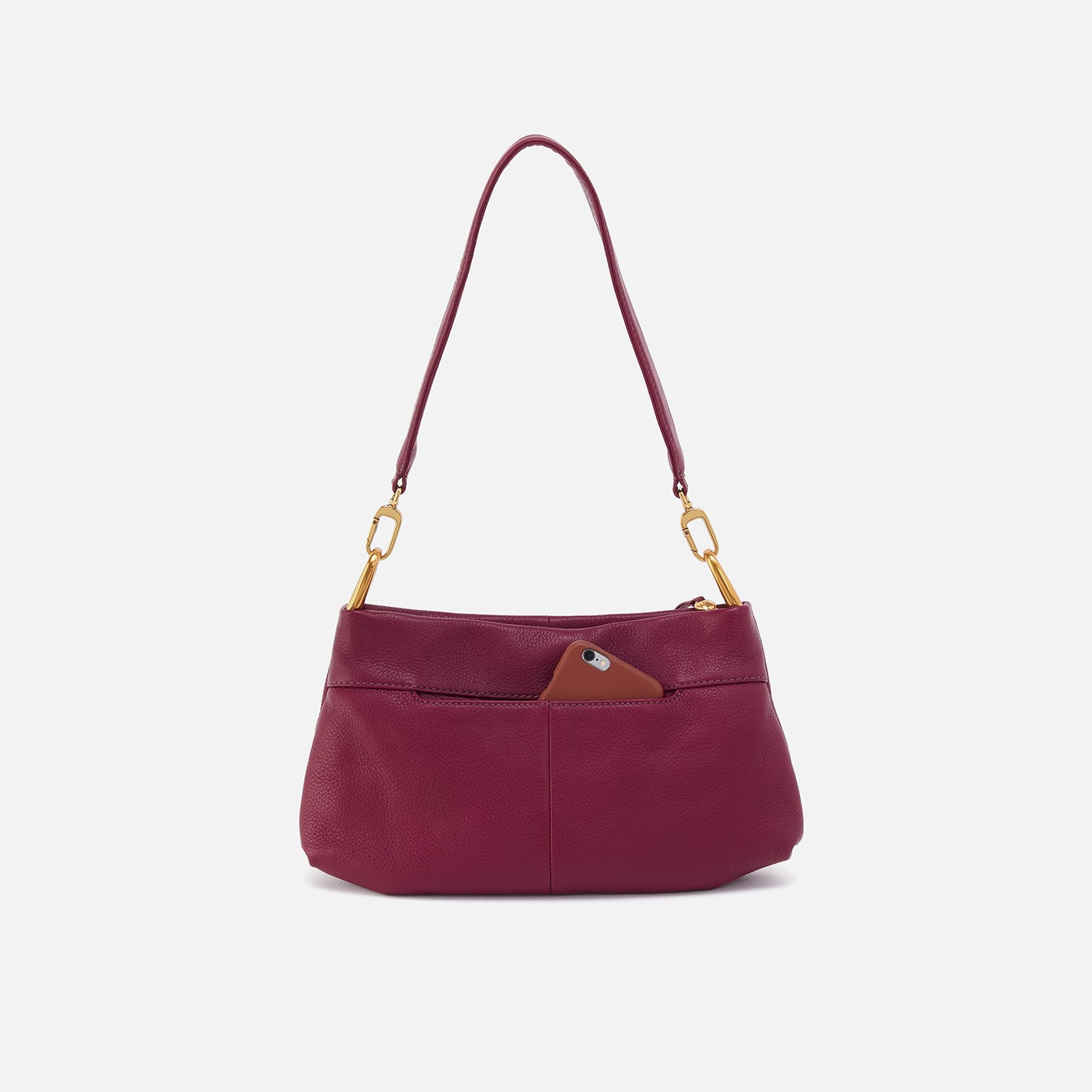 Premium Pebbled Leather Shoulder Bag - Winter Orchid Color - Perfect for Work, Travel & Everyday Use