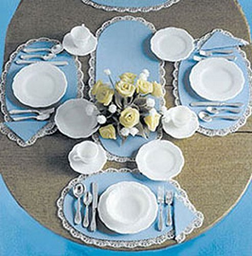 Chrysnbon Miniature Dollhouse Dishes & Silverware Set - 4 Place Settings Kit for DIY Dollhouse Accessories | Perfect for Miniature Collectors and Dollhouse Decor