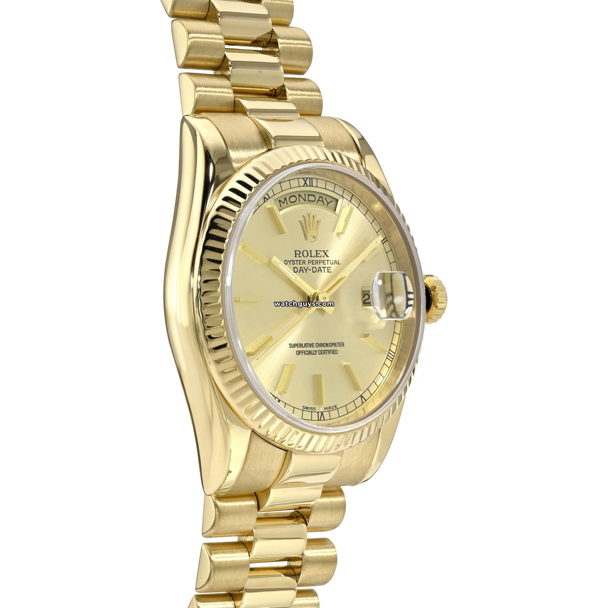 Rolex Day-Date 118238 18K Gold Men's Watch with Champagne Dial - Luxury Dress Watch for Business & Formal Occasions