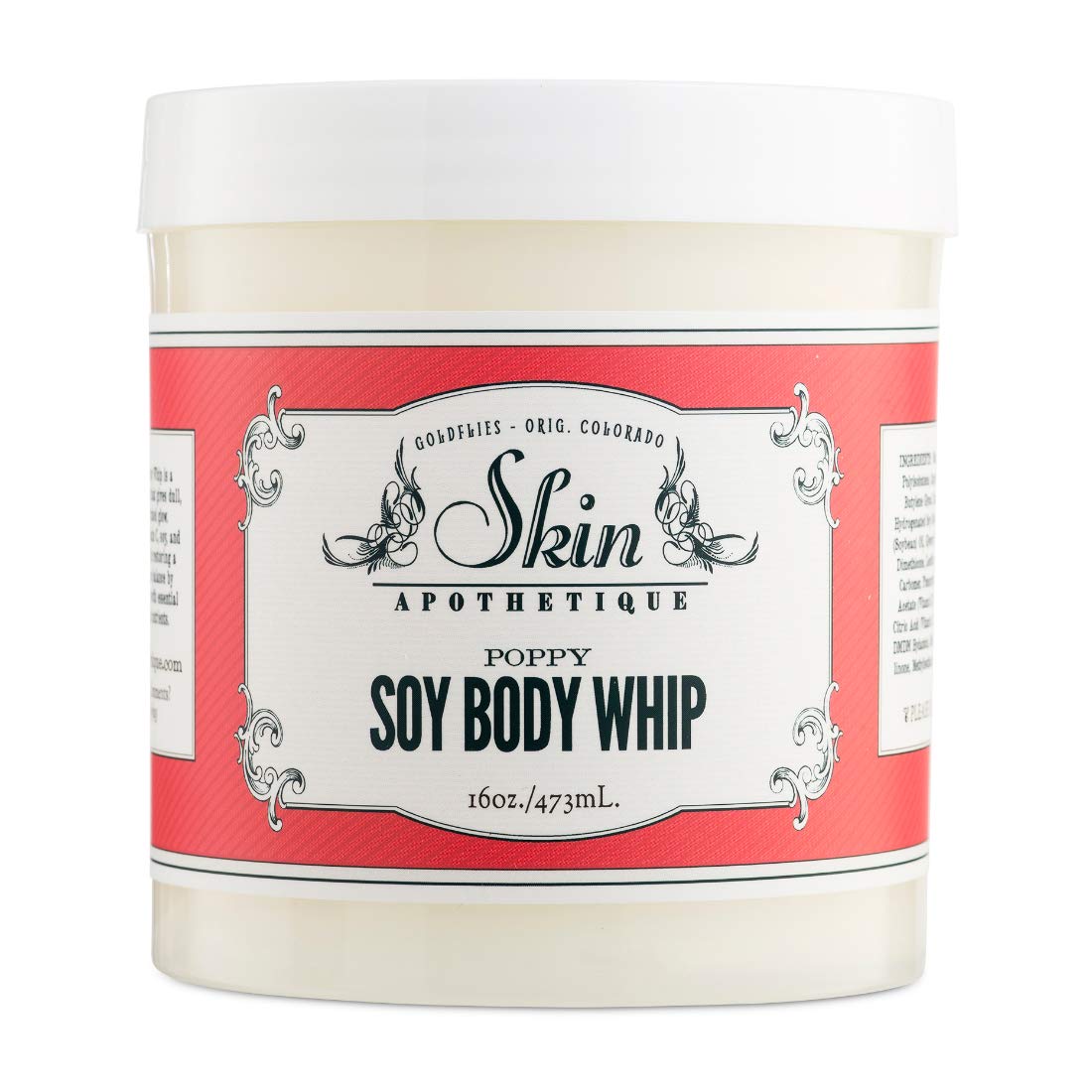 Organic Soy Body Whip - 16oz Hydrating Body Butter with Poppy Seed Oil | Vegan, Cruelty-Free Moisturizer for Dry Skin | Perfect for Spa Days & Nighttime Skincare Routine