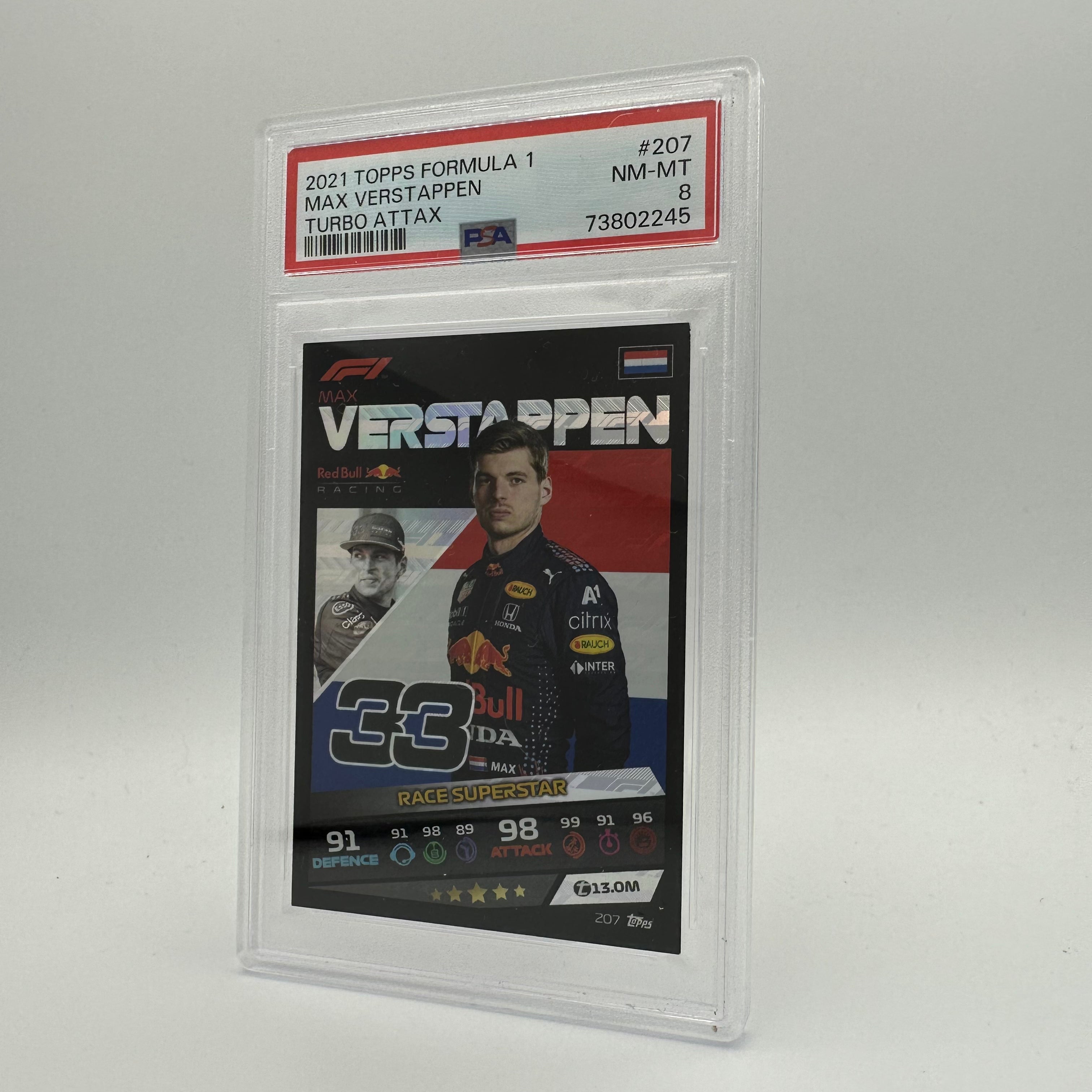 PSA 8 Graded MAX VERSTAPPEN #207 Racing Card - Collectible Sports Memorabilia for F1 Fans & Trading Card Enthusiasts (Perfect for Display, Investment & Trading)