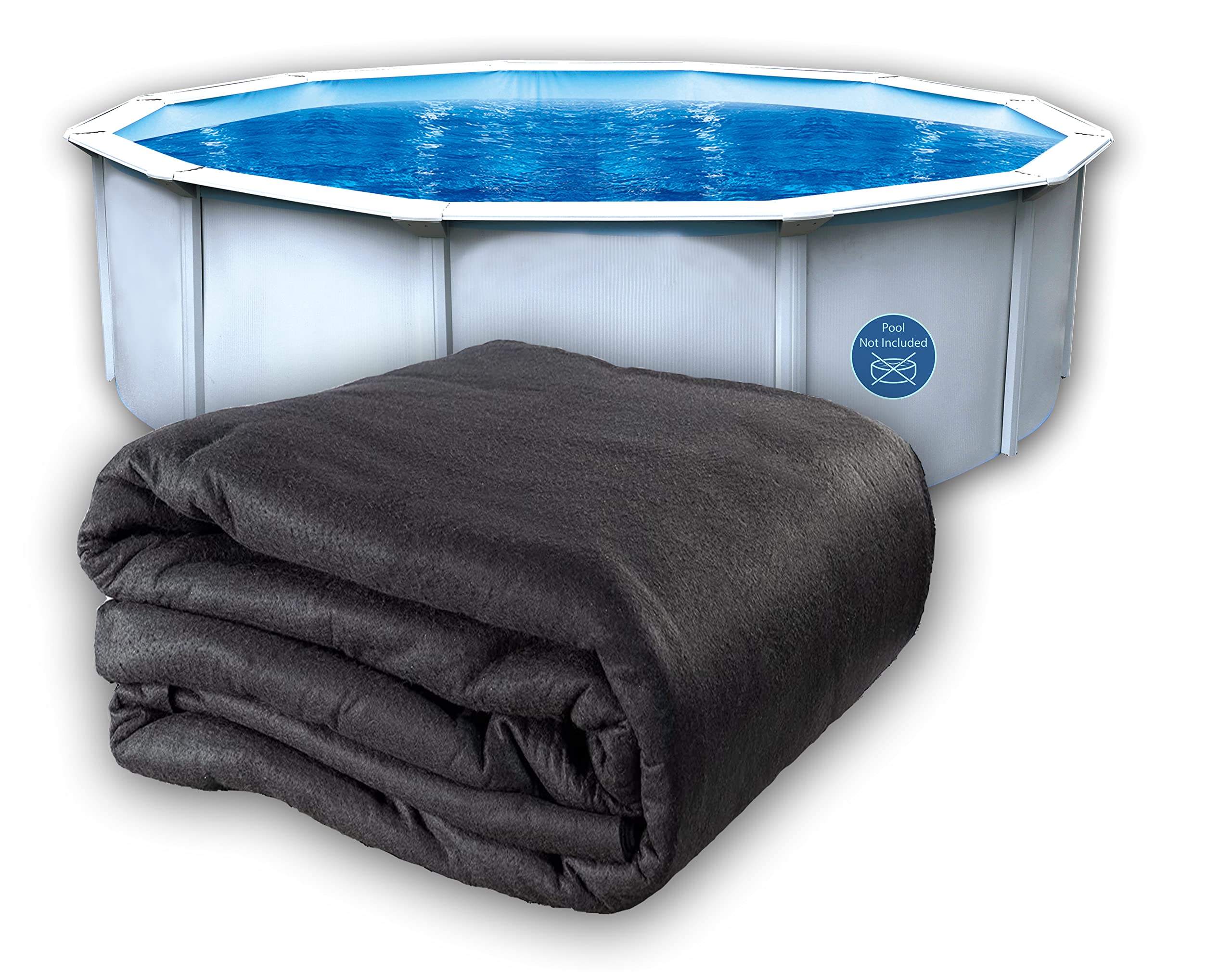 21' Round Above Ground Pool Liner - Heavy Duty Polyester Geotextile Floor Padding for Inground & Aboveground Pools - Durable Black Pool Bottom Protector for Backyard, Garden & Outdoor Swimming Pools