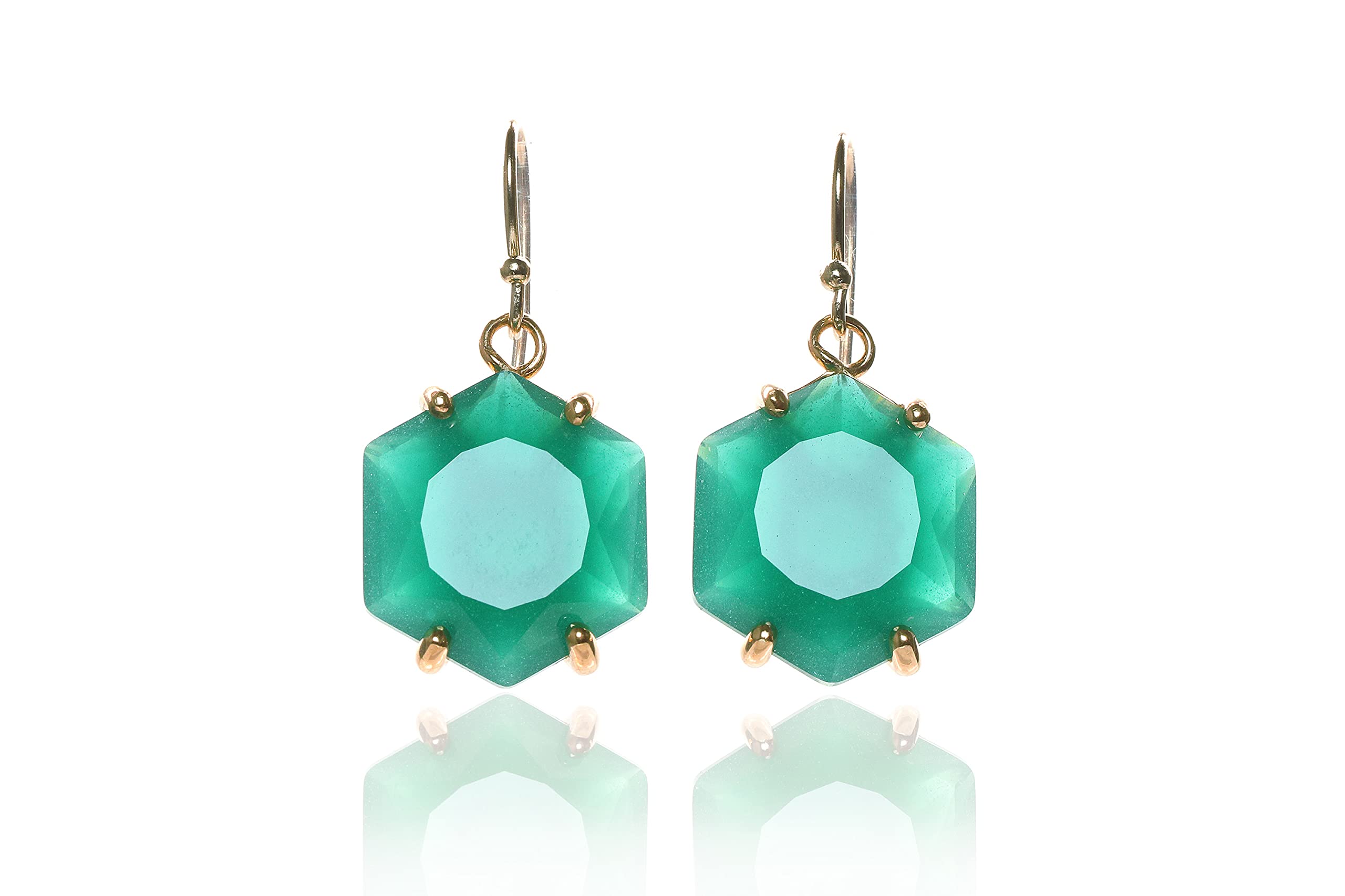 Onyx Anemone Earrings for Women - Handmade Geometric Dangle Earrings in Vibrant Green - Customizable Statement Gemstone Jewelry | Perfect for Parties, Weddings & Everyday Fashion