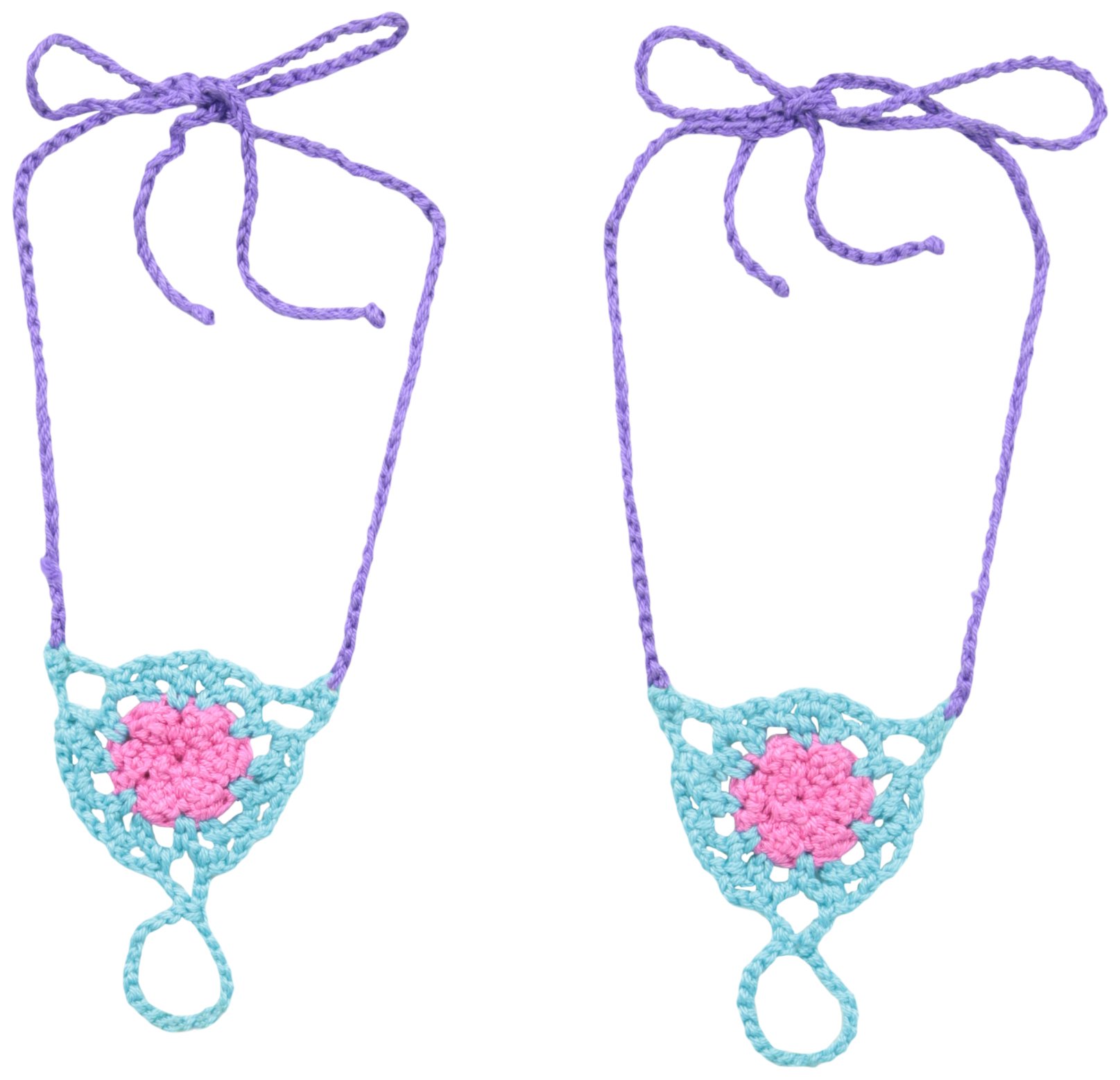 Jefferies Socks Big Girls' Colorful Crochet Barefoot Sandals - Comfortable Handmade Summer Beach Shoes for Toddler Girls Outdoor Play & Water Activities