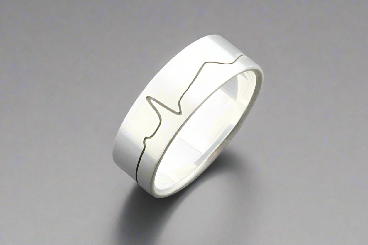 Healthy Heartbeat Ring - Sterling Silver Adjustable Band for Women & Men - Perfect for Couples, Anniversaries, and Romantic Gifts