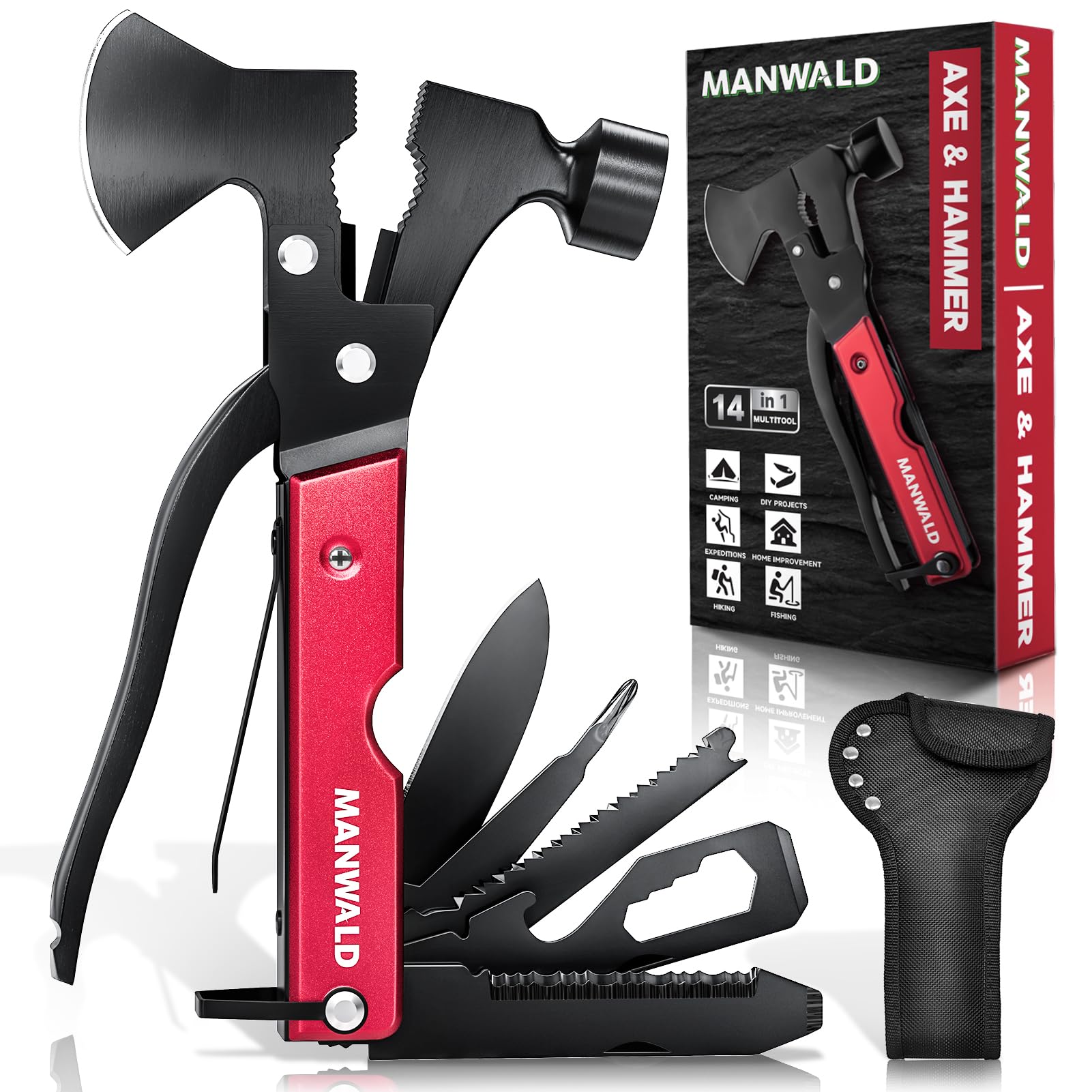 15-in-1 Multitool Axe Hatchet - Survival Camping Gear for Men | Perfect Outdoor Gift for Husband & Boyfriend | Ideal for Camping, Hiking, Emergency Preparedness & Wilderness Adventures