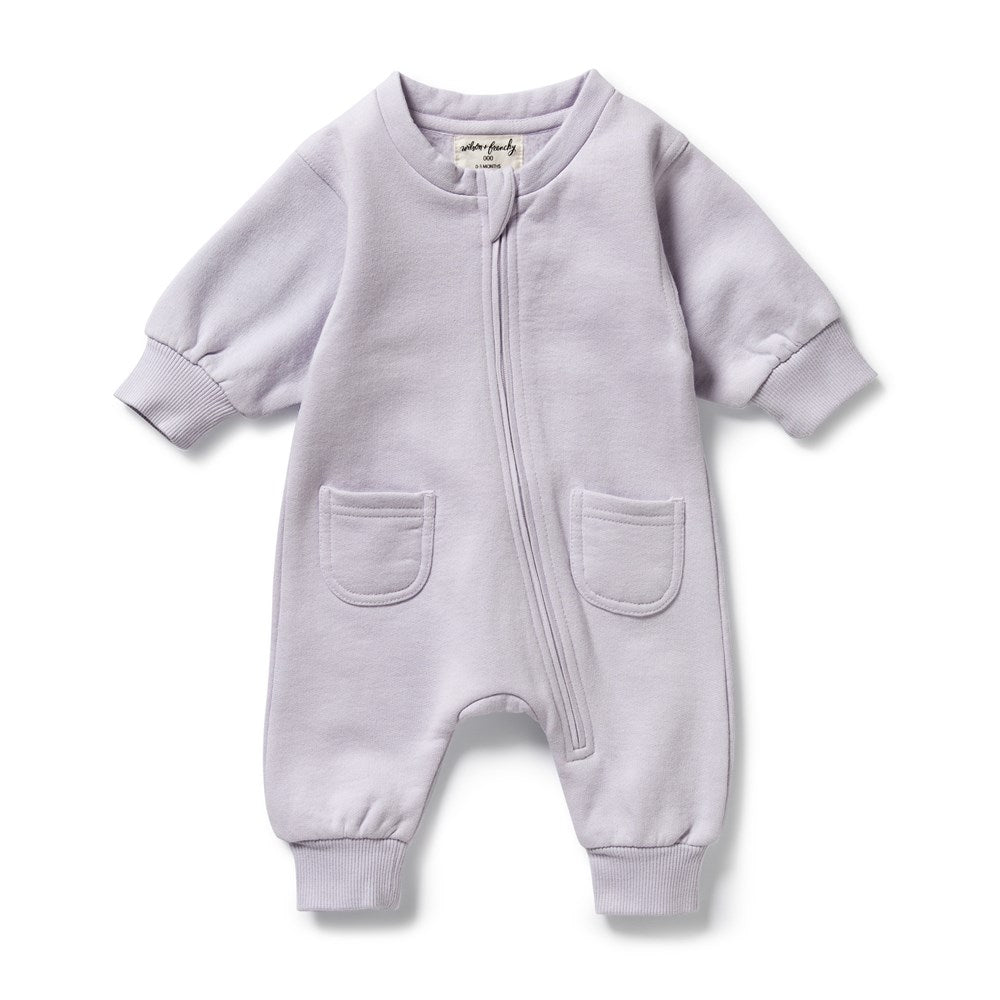 Organic Lavender Terry Baby Growsuit - Soft & Breathable for Newborns & Infants - Perfect for Sleepwear, Playtime & Everyday Comfort