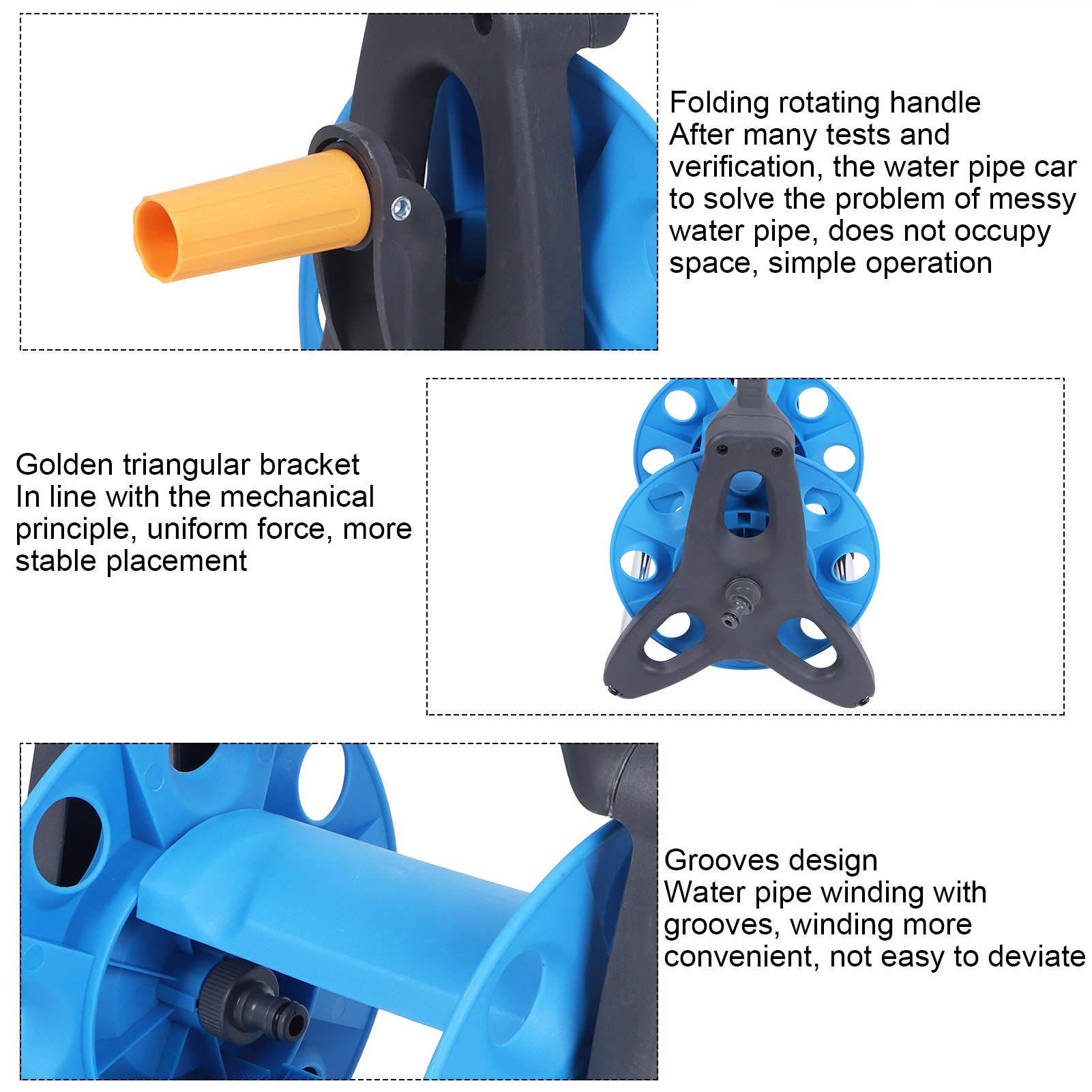 Portable Garden Hose Reel with Folding Handle - 1/2 Inch Water Pipe Storage Organizer for Home Gardening, Lawn Care, and Agricultural Use | Durable Hose Winding Tool for Outdoor Watering & Irrigation
